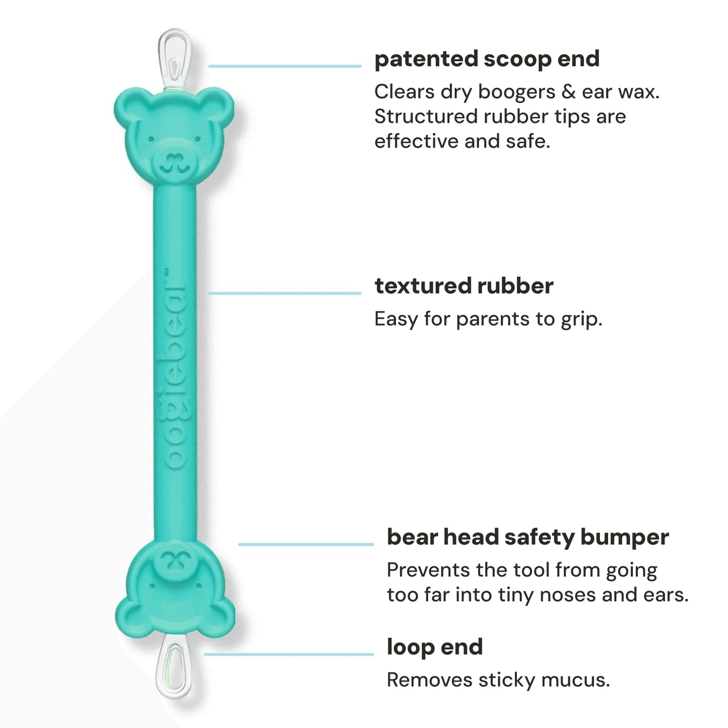 oogiebear: Baby Nose Cleaner & Ear Wax Removal Tool - Safe Booger & Earwax Removal for Newborns, Infants, Toddlers - Dual-Ended - Essential Baby Stuff, Diaper Bag, Raspberry & Seafoam with case