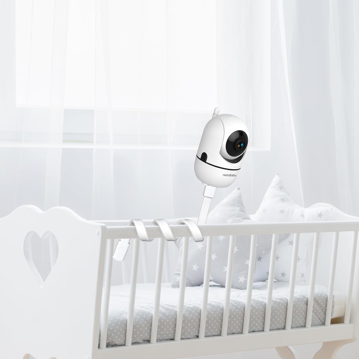 HelloBaby Baby Monitor No WiFi with Mount, 5'' Screen and 30-Hour Battery Life with VOX Mode, Baby Monitor with Camera and Audio, Portable Travel Hello Baby Monitor with Flexible Mount