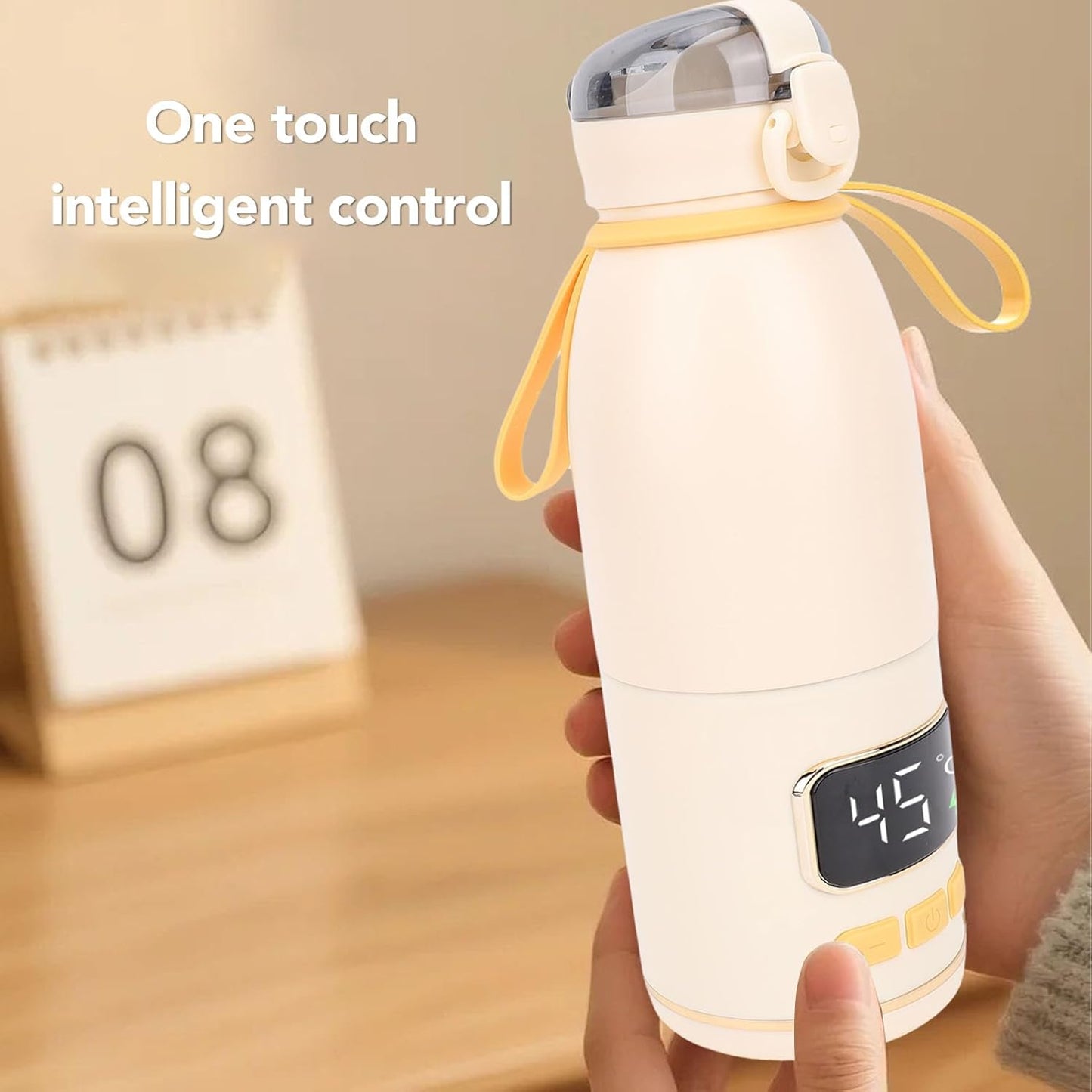 Portable Milk Kettle, 450ml Portable Bottle Warmer for Travel, Fast Heating Breast Milk and Formula Warmer, Smart Temperature Control, Electric Kettle for Car