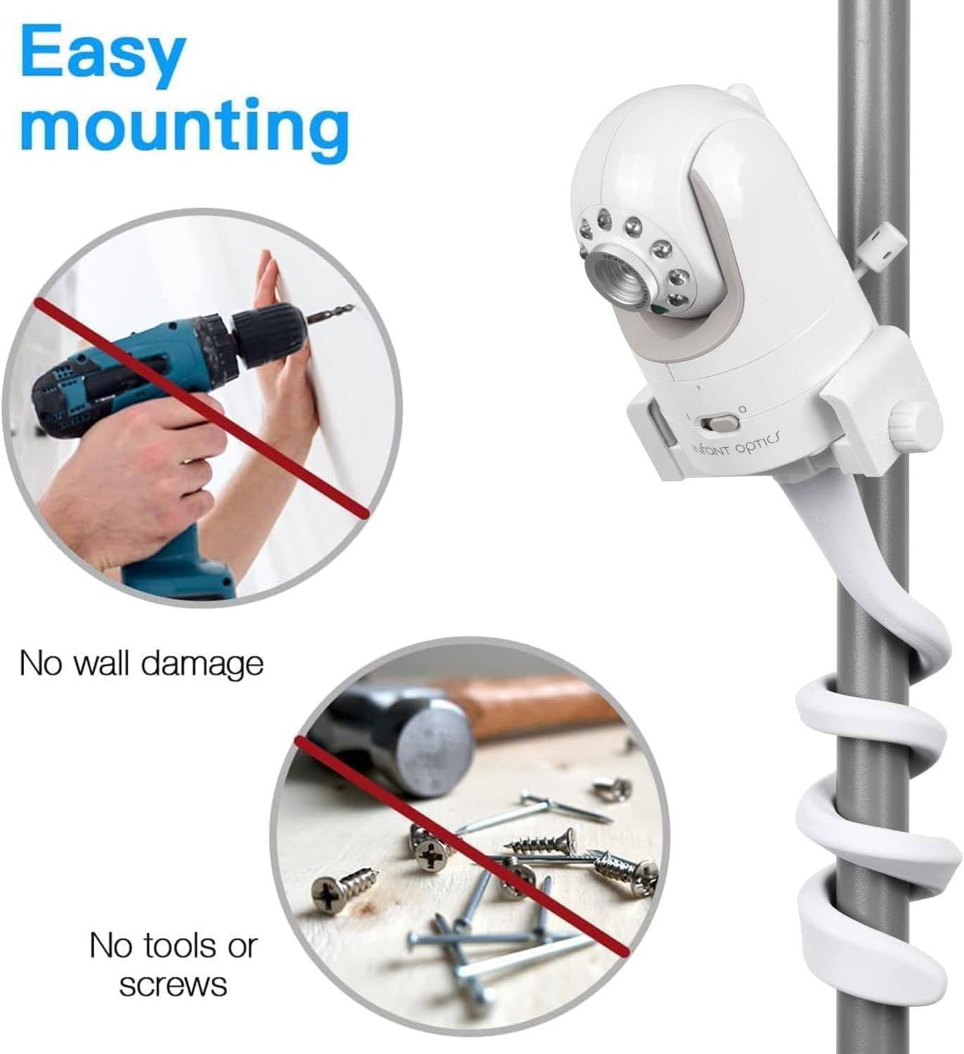 The Baby monterail Mount Camera Shelves are Compatible with DXR-8& DXR-8 Pro and Most Other Baby Monitors for Toddler Optics. Universal Baby Camera Holder, Attached to Crib Shelves and Furniture