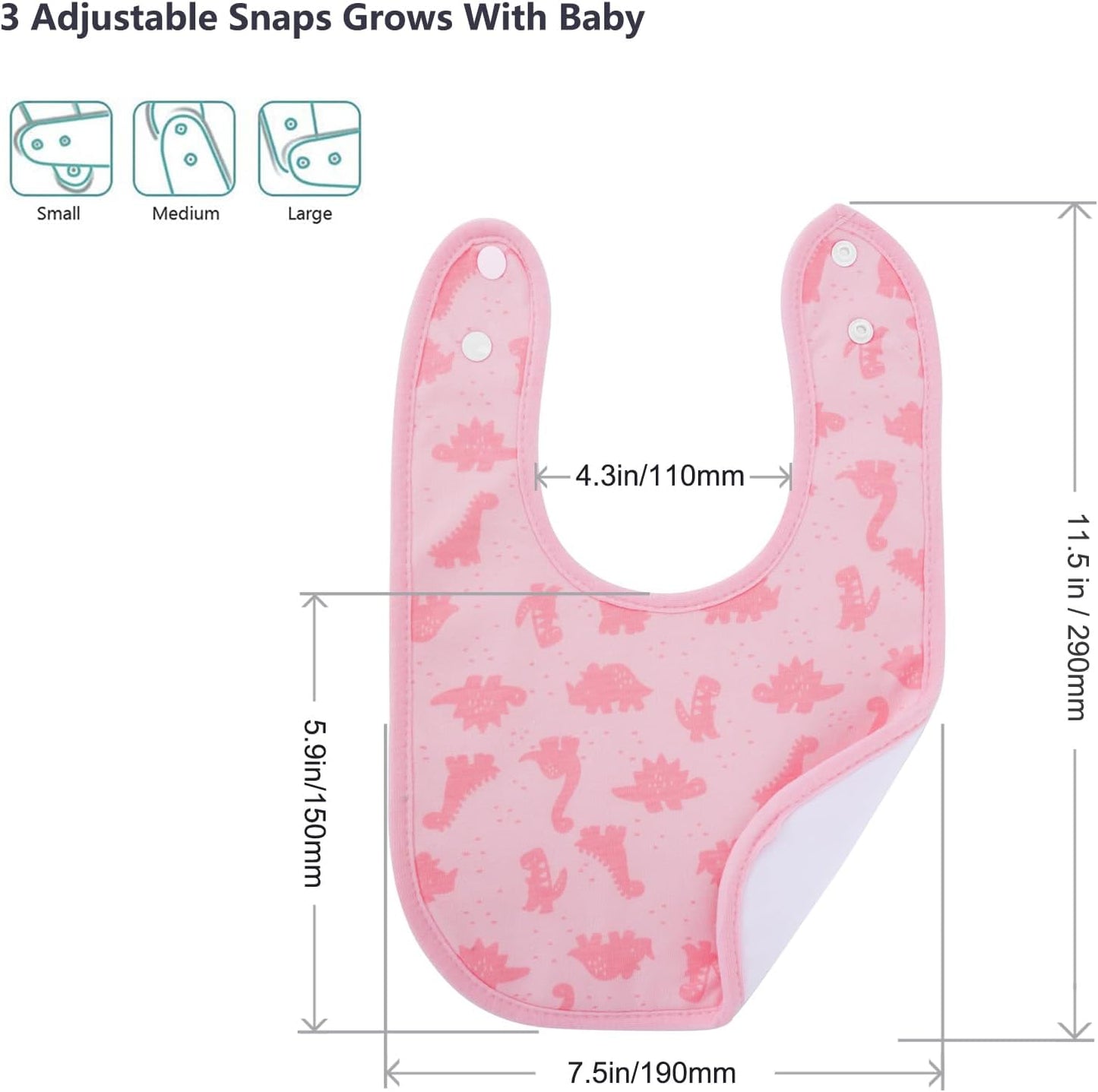Hakochia Waterproof Baby Bibs Organic Cotton Super Soft and Absorbent With Adjustable Snap for Baby Boys and Girls