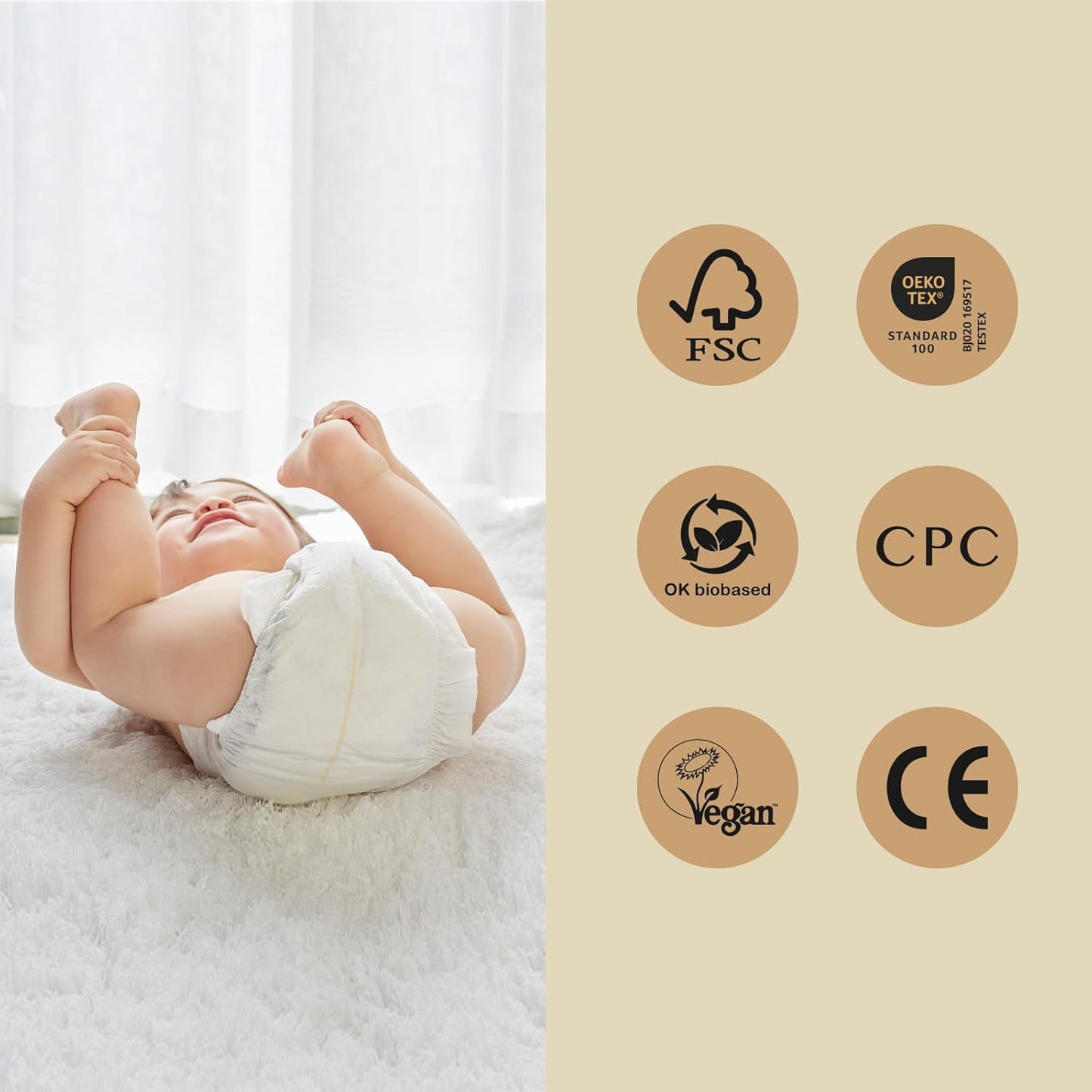 ECO BOOM Diapers, Viscose from Bamboo Diapers, Natural Soft Disposable Nappies for Infant, Size 3 Suitable for 13 to 22lb (Medium - 32 Count)
