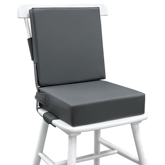 Booster Seat for Dining Table, PU Anti-Scratch Easy Cleaning Kids Toddler Booster Seat for Table, Portable Travel Increasing Cushion for Chair - Dark Grey