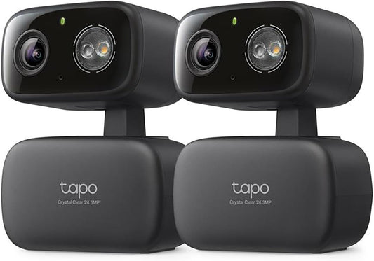 Tapo 2K 3MP Pan/Tilt Indoor/Outdoor Security Camera, Free Person/Baby Cry Detect & Track, 360° View, Color Night Vision, SD/Cloud Storage, Works w/Alexa & Google Home, HybridCam 360, Black (2-Pack)
