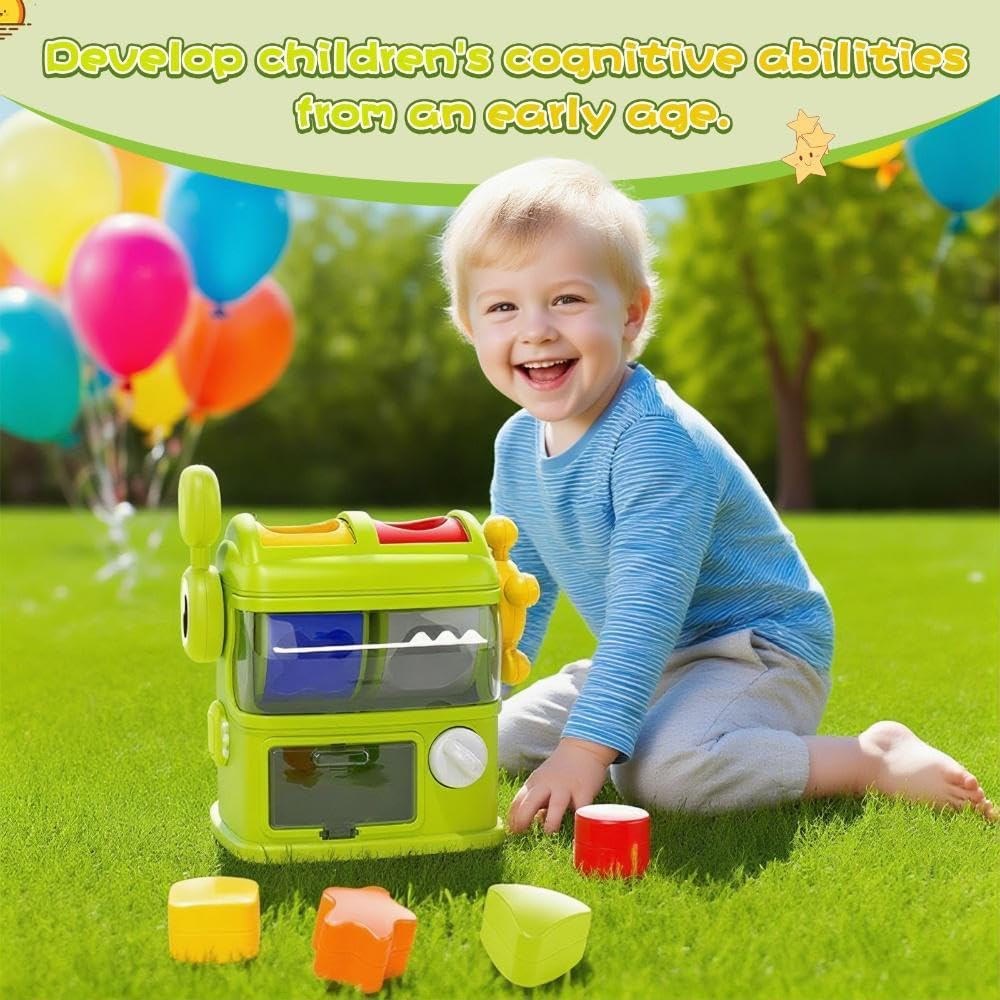 Baby Blocks Color Shape Sorter Montessori Toys for Toddlers 1-3, Sensory Toys, Preschool Learning Activities Matching Game, Educational Toy for Fine Motor Skills, Travel Gift for Boys and Girl
