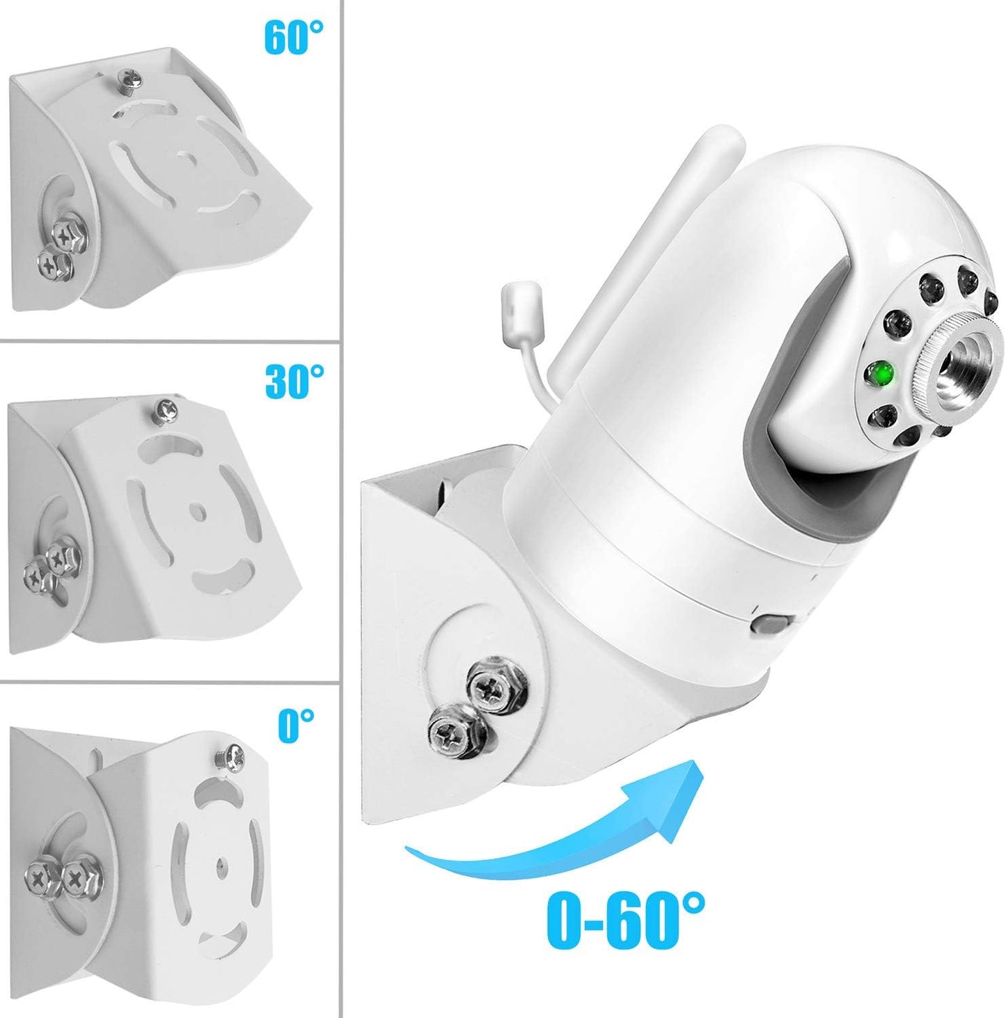 Baby Monitor Wall Mount for Infant Optics DXR-8,Adjustable Angle Mounting Brackets for Motorola,Babysense,HelloBaby and Most Universal Camera Stand Indoor Wide Angle Aluminum Alloy Material(White)