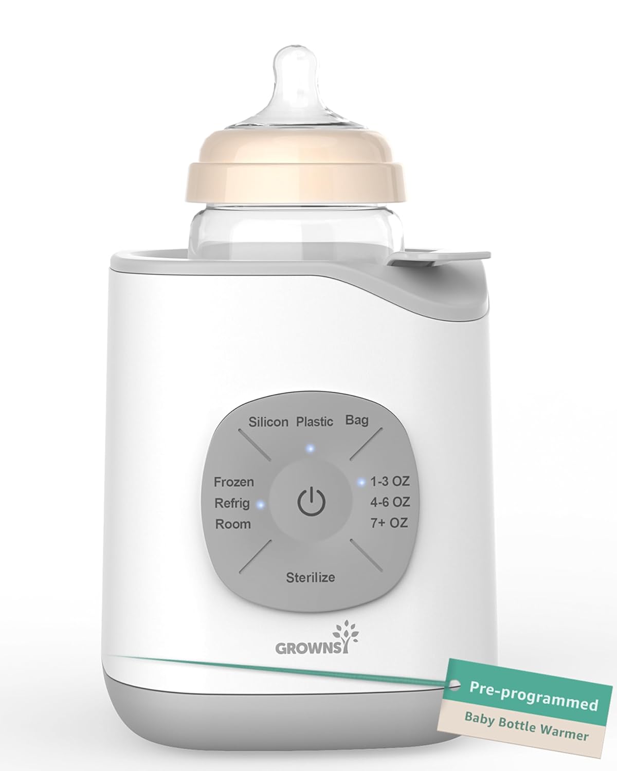 GROWNSY Bottle Warmer, Baby Bottle Warmer Fast for Breastmilk & Formula, Accurate Temperature Control, Milk Warmer for All Bottles with Thaw, Sterilizing, Keep Warm, Heat Food