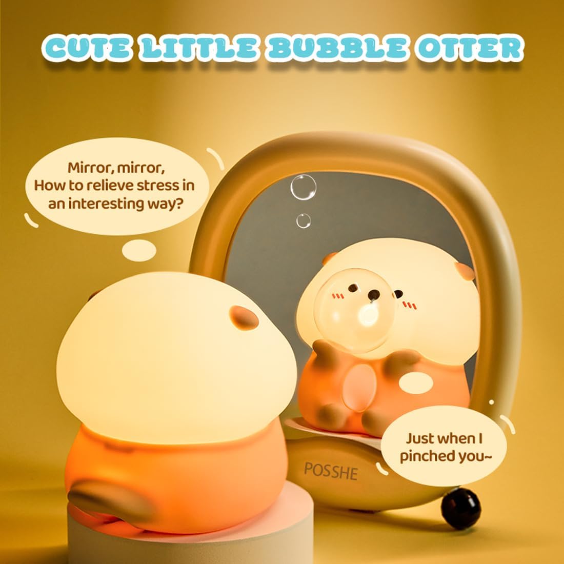 Sea Otter Night Light, Cute Otter Gifts, Soft Silicone Lamp with 3 Level Warm Light and RGB Changing, Breastfeeding Nursery Portable Kawaii Bedside Lamp for Baby, Toddler, Boys and Girls