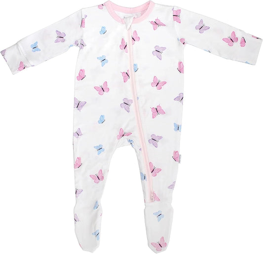 Bamboo Little Soft Baby Footie Pajamas, Baby Clothes, Newborn Sleepers, 95% Viscose and 5% Spandex, 0-24 Months