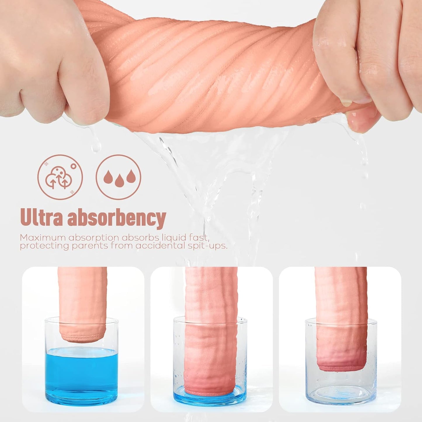 Yoofoss Muslin Burp Cloths for Baby 10 Pack 100% Organic Cotton Baby Washcloths for Boys Girls Large 20''X10'' Super Soft and Absorbent Blush