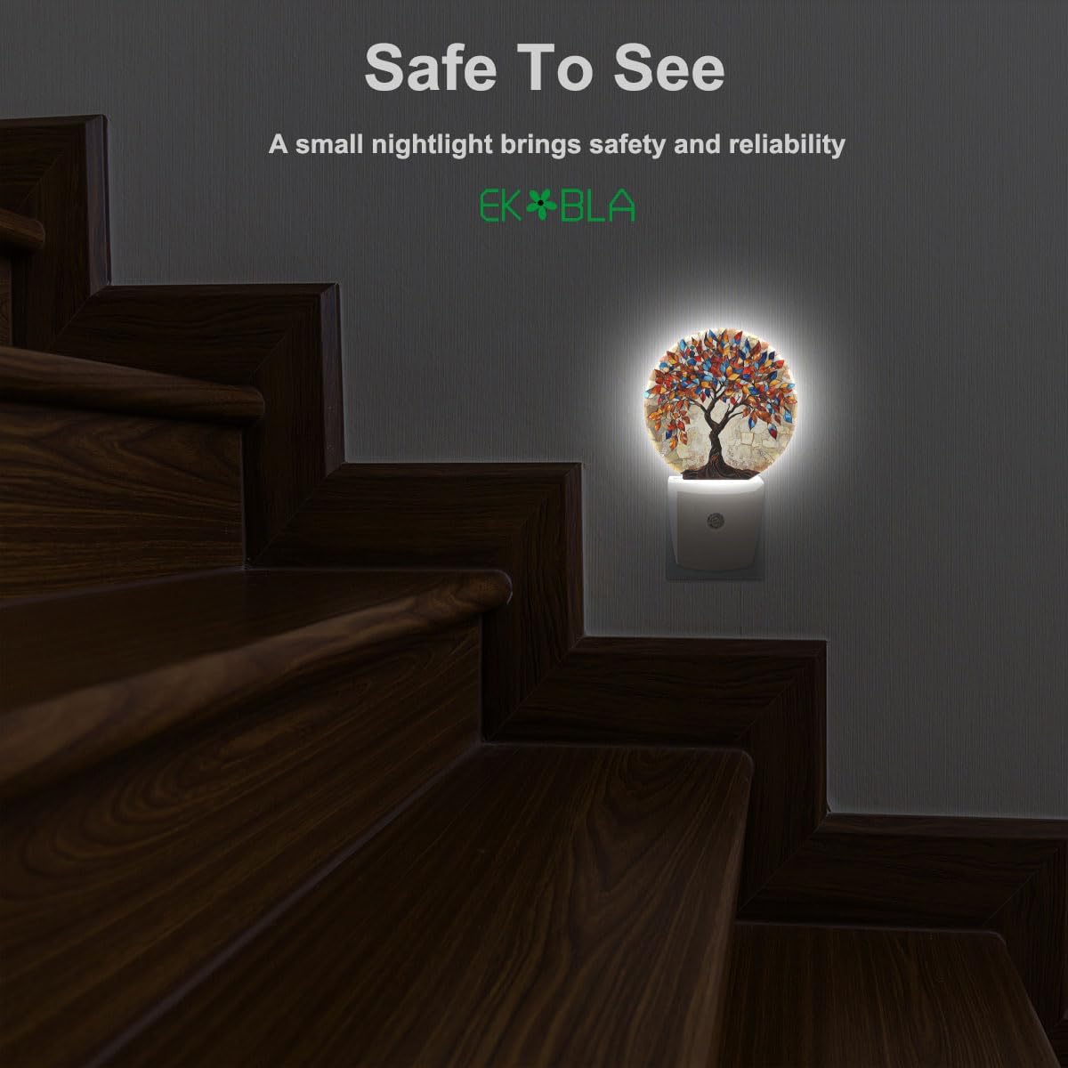 EKOBLA Colored Seasons Tree LED Night Light Tree with Colorful Leaves Dusk to Dawn Plug-in Nightlights Auto Sensor for Home Indoor Bathroom Hallway Kitchen