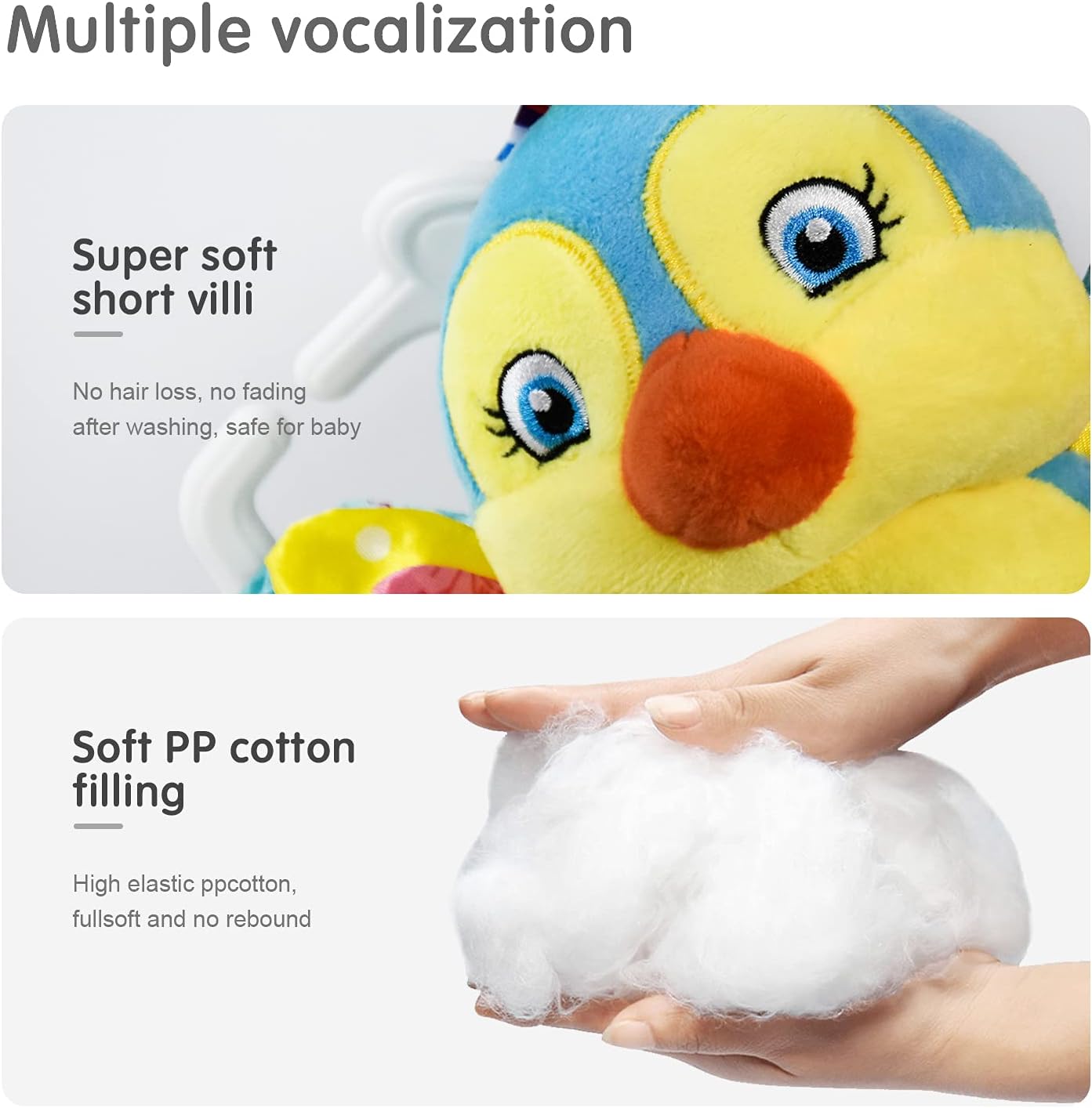 Baby Rattles Toys with Teether,Bed Bell for Toddler in pram,Gifts for Baby Aged 3 Months or More (Bird)