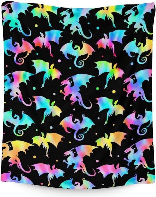 Dragon Blanket Gifts - 30x40 Inches Novelty Throw Blanket for Babies, Kids, Boys & Girls - Black Soft Fuzzy Blankets for Couch, Sofa & Bed