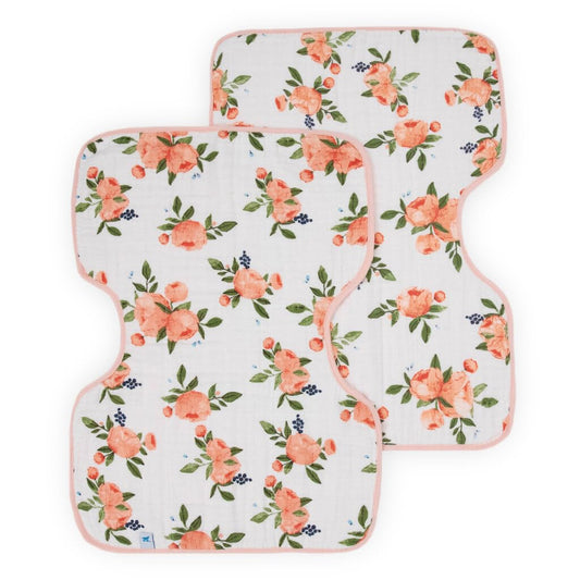 Little Unicorn Ultra-Absorbent Premium Burp Cloth 2 Pack | Soft on Baby's Skin | Larger Size | Ergonomic Design | Set of 2 (Watercolor Roses 2)