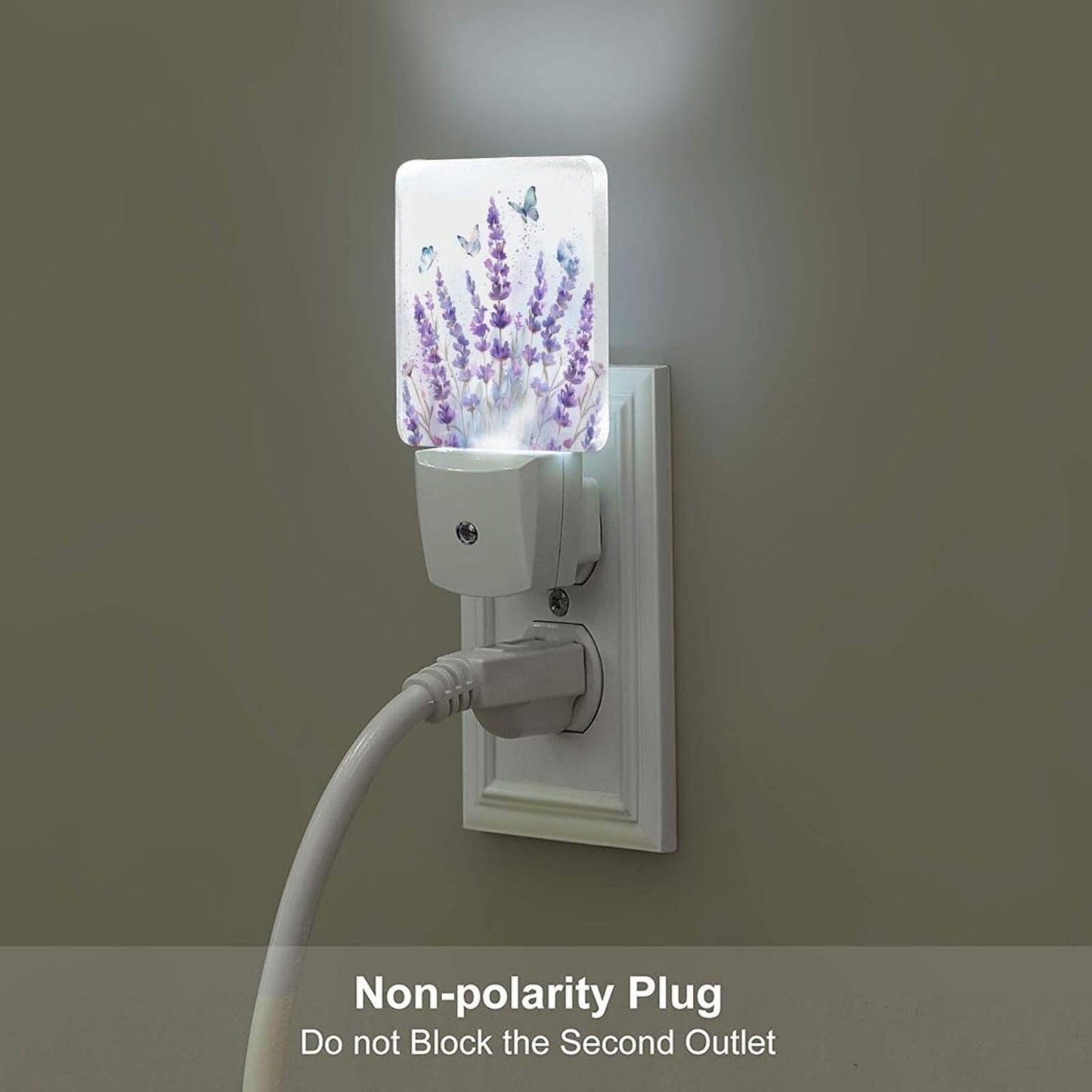 Led Night Light, Lanvender Butterfly Decorative Plug in Nightlights,with Smart Auto Dusk to Dawn Night Light for Bedroom, Kitchen, Nursery, Bathroom