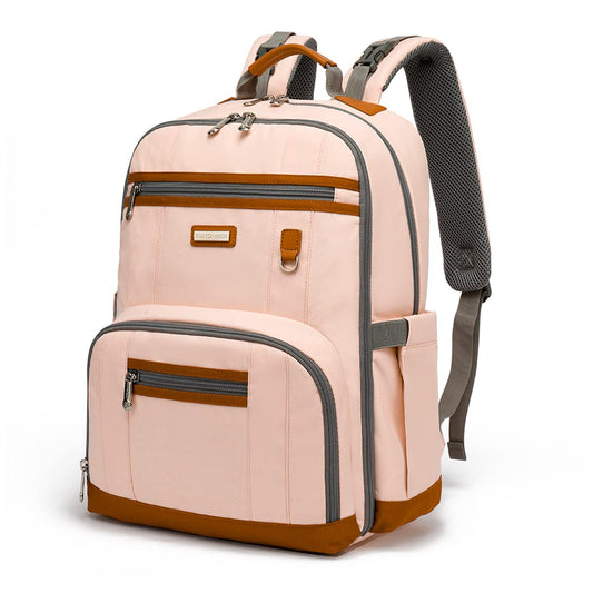 Diaper Bag Backpack, Large Baby Nappy Bags with Portable Changing Pad for Boys and GirlsMultifunction Travel Baby Bag for Moms Dads, Shower Gifts Waterproof and Stylish，Light Powder