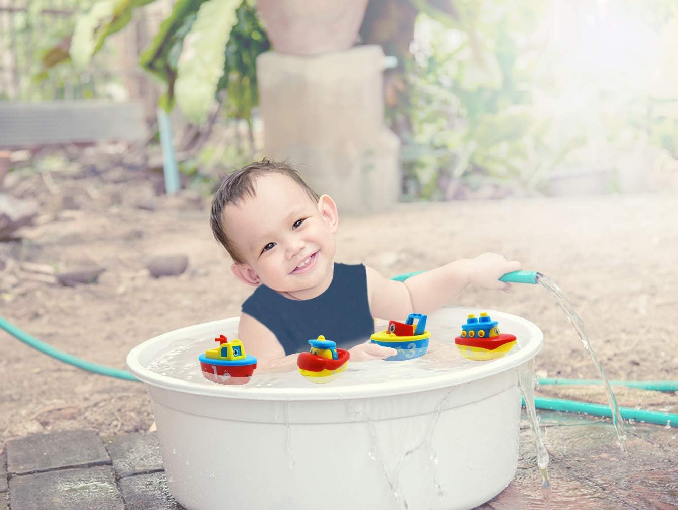 3 Bees & Me Bath Toys for Boys & Girls - Magnetic Boat Set for Toddlers & Kids - Fun Educational Bath Toy