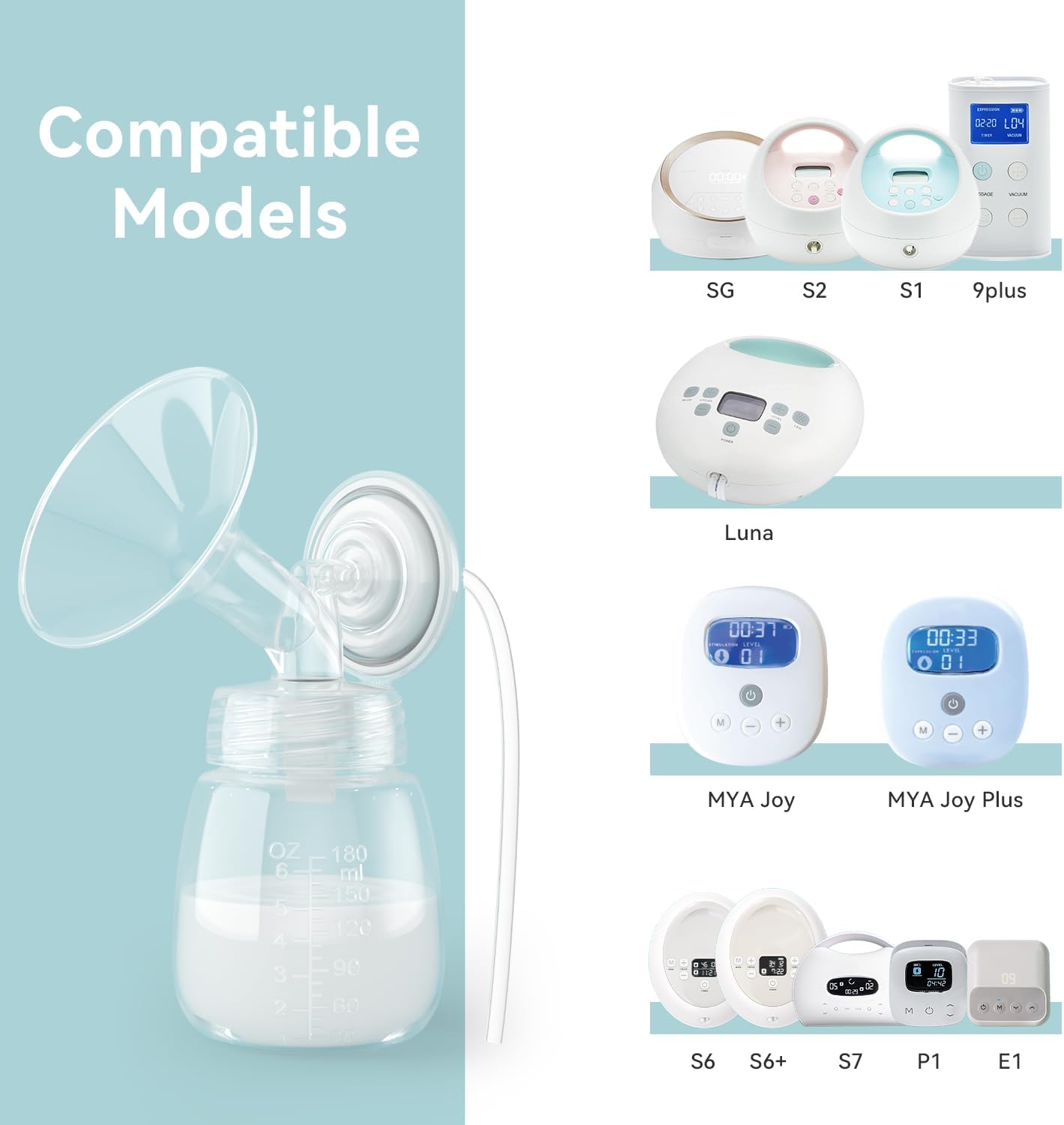 4PCS 19mm Breast Pump Flanges, Compatible with Spectra S1/S2/9Plus/Synergy Gold, Motif Luna, Wide-Mouth Bottle Fit, Breast Pump Accessories