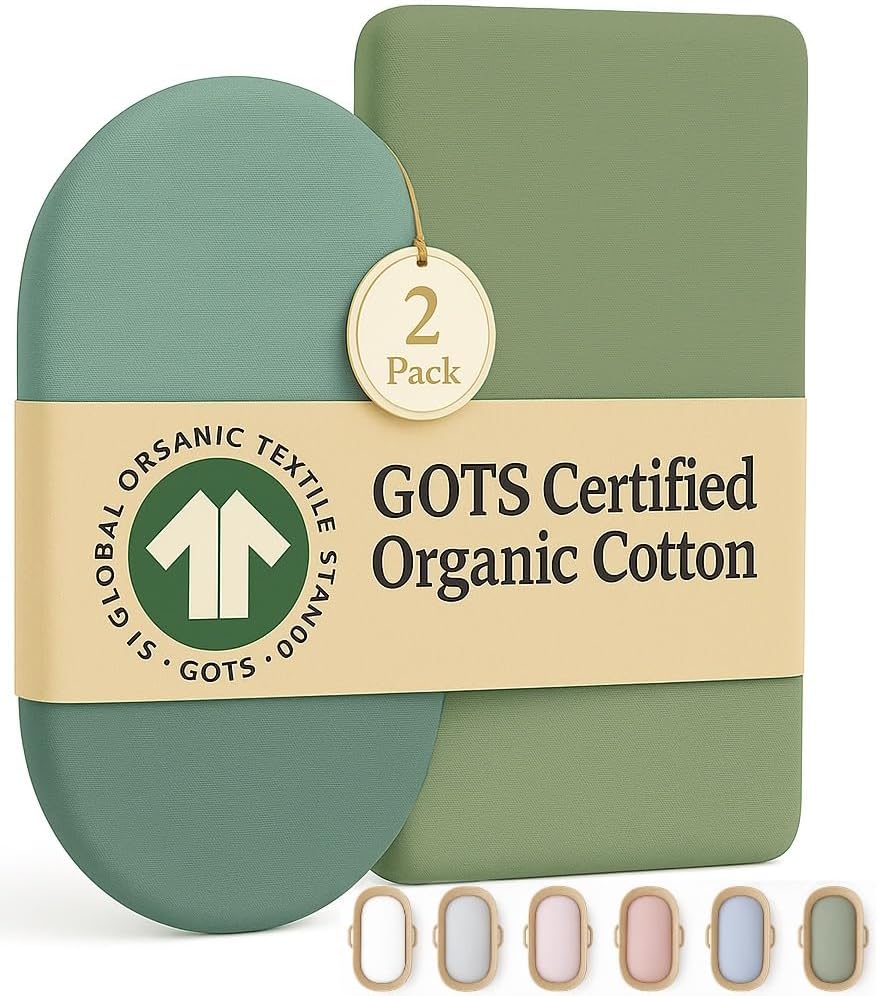 SNOO Compatible GOTS Organic Bassinet Sheets - Aegean Heritage Turkish Cotton 200 GSM - Feel The Quality at First Touch - Halo Bassinet / 100% Cotton SNOO Smart Sleeper Mattress (2 Pack) Boy & Girl