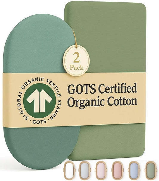 SNOO Compatible GOTS Organic Bassinet Sheets - Aegean Heritage Turkish Cotton 200 GSM - Feel The Quality at First Touch - Halo Bassinet / 100% Cotton SNOO Smart Sleeper Mattress (2 Pack) Boy & Girl