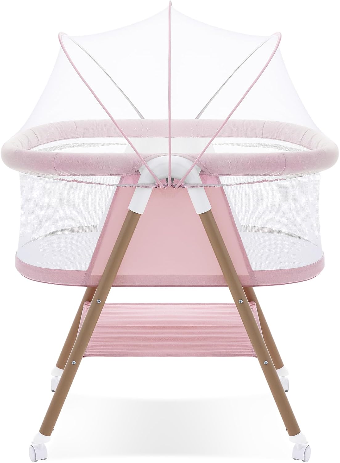 Baby bassinets,3 in1 Baby Crib, Sturdy, Portable & Easy to Assemble,Mosquito net and Portable Bag Included. (Pink)