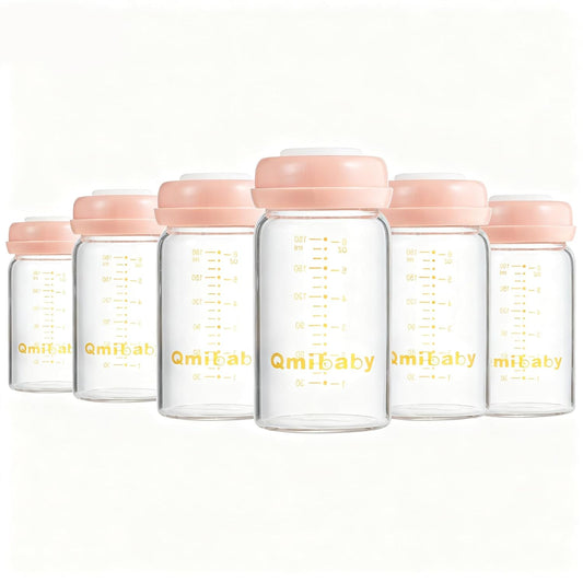 Breast Milk Storage Bottles 180ml 6oz BPA-Free Leak-Proof Natural Baby Bottle for Breastmilk Storage Wide Neck Bottles with Screw Ring Sealing Disk Breastfeeding (Pink, 180ml-6Packs)