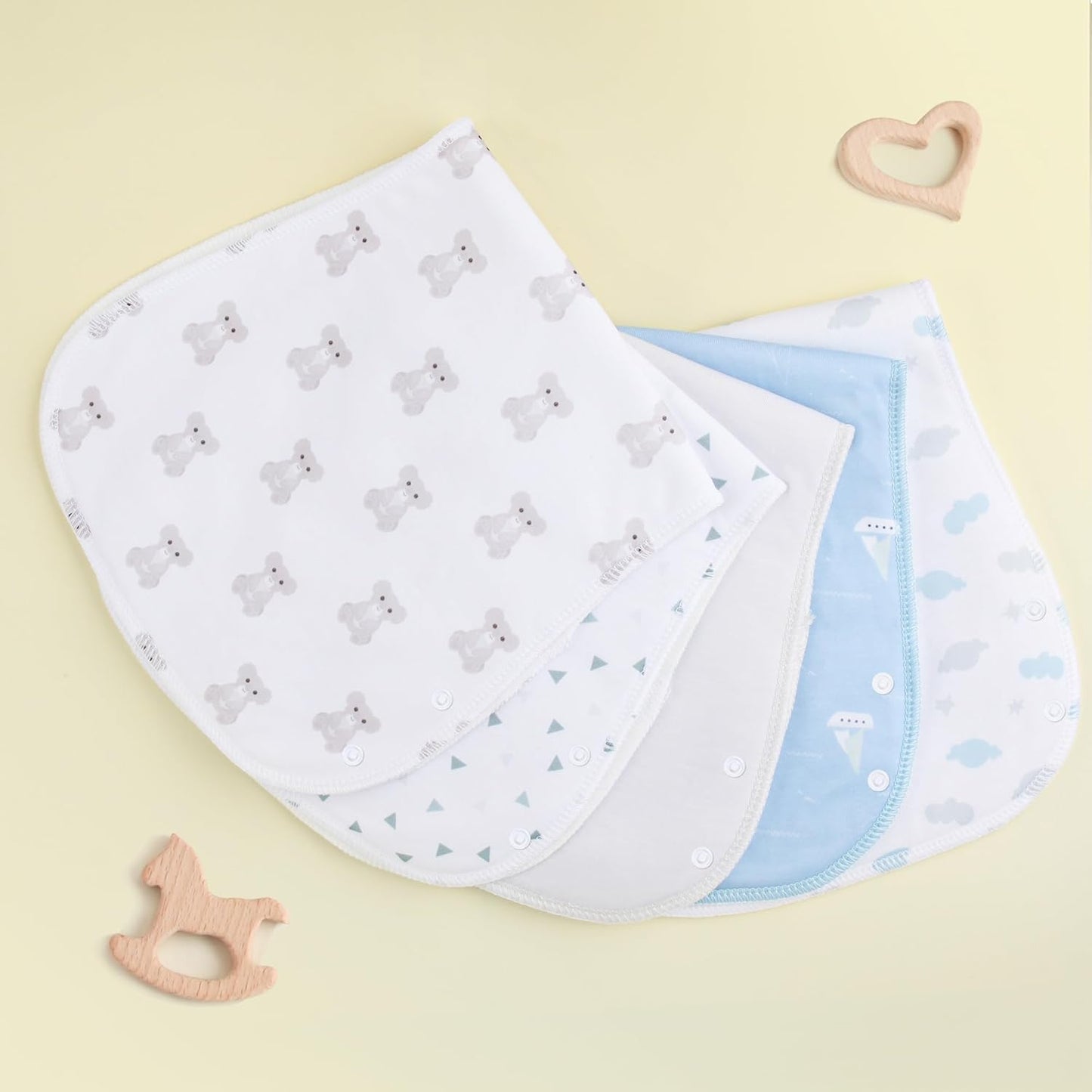 2-in-1 Burp Cloths and Baby Bibs - 6 Pack Large Super Absorbent Soft Cotton Burping Cloths for Spit Up, 3 Layers Thick Baby Burp Rags for Girls & Boys