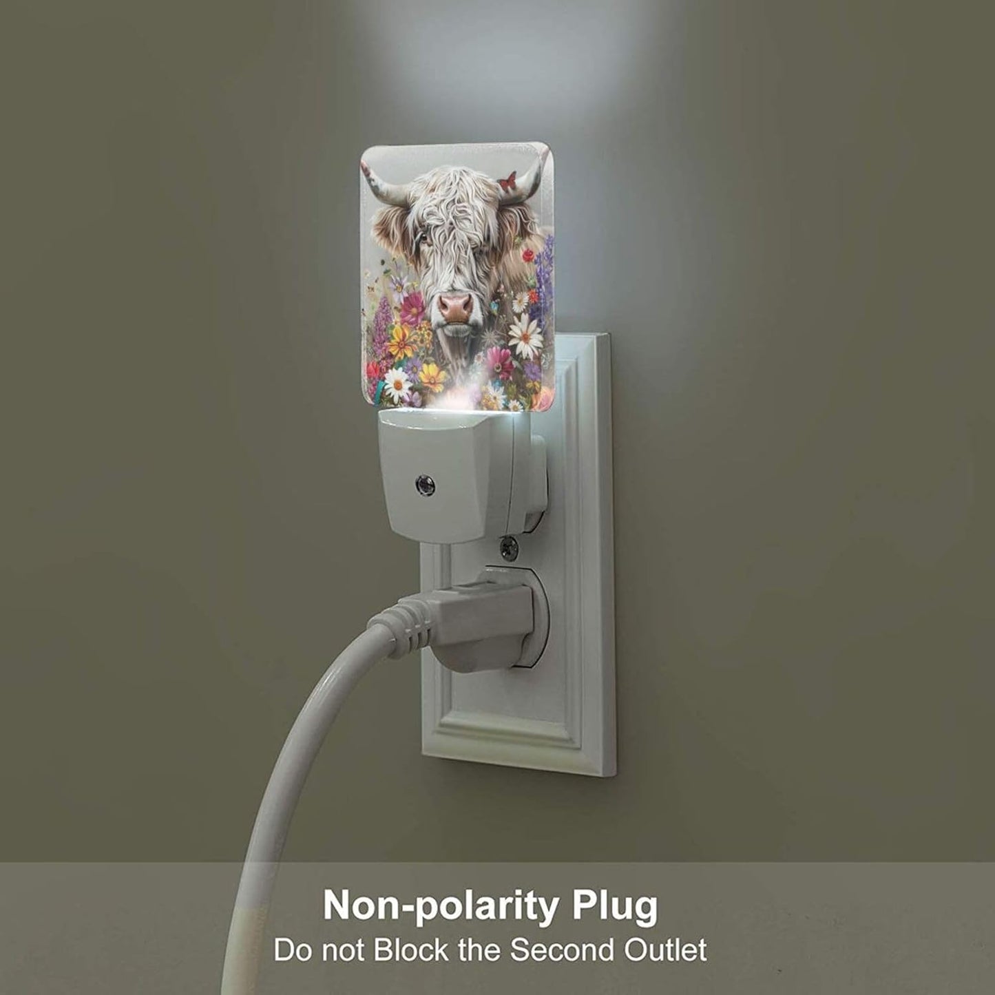 Led Night Light, Highland Cow Decorative Plug in Nightlights,with Smart Auto Dusk to Dawn Night Light for Bedroom, Kitchen, Nursery, Bathroom