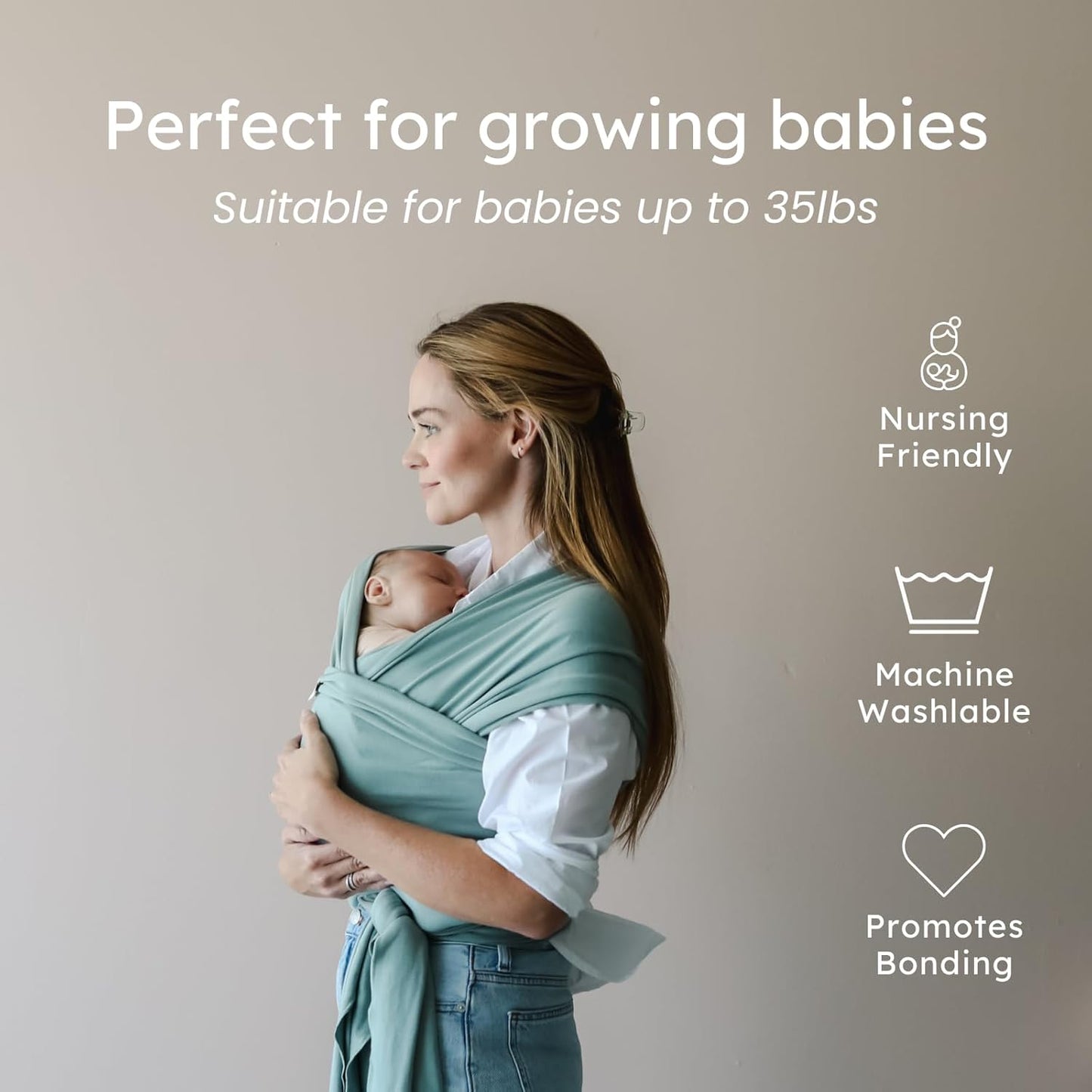 snuggle me Baby Wrap | Hands-Free Baby Wraps Carrier, Easy-Tie Baby Sling Carrier, Baby Carrier Wrap with Organic Cotton, Baby Wearing Wrap for Newborns from 0 to 18 Months (7-35 lbs) - Gumdrop