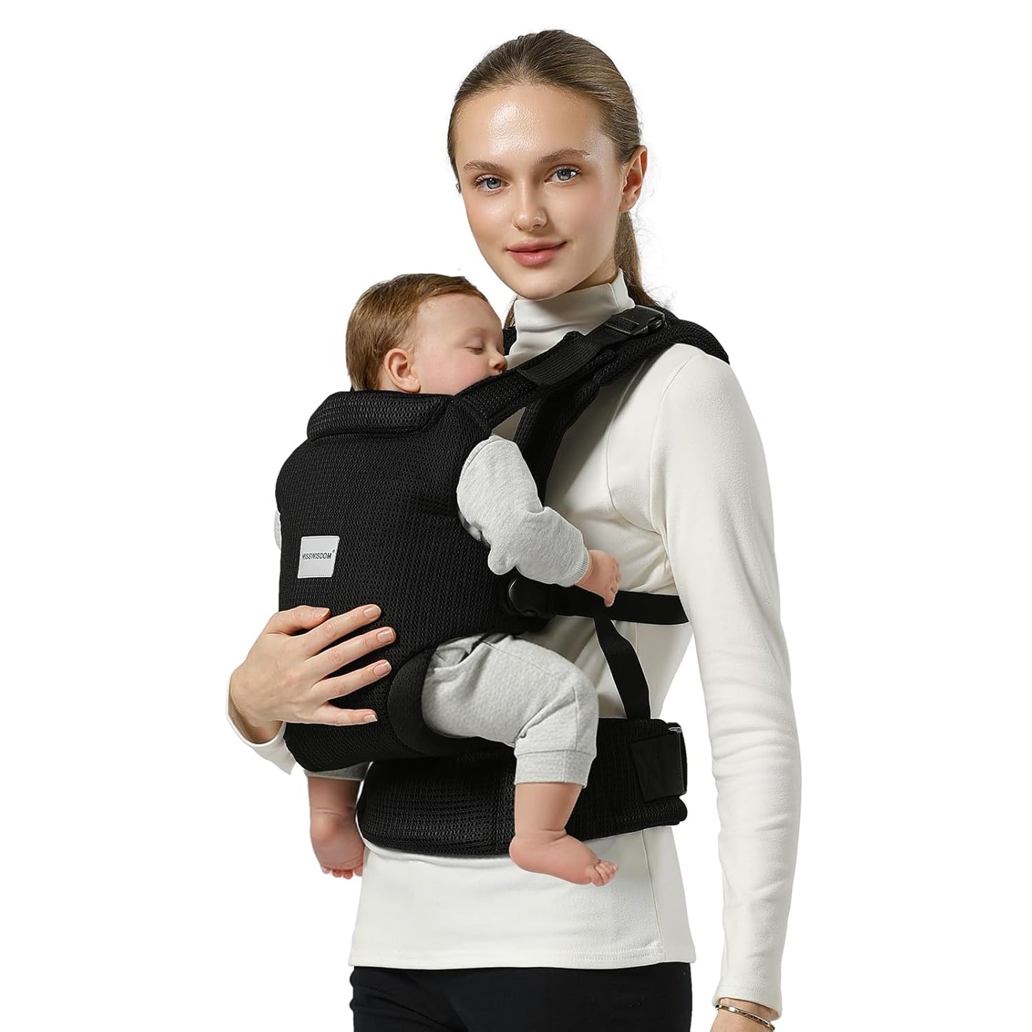 Baby Carrier Newborn to Toddler, Easy Adjustable Toddler Carrier for 7-30lbs, Baby Holder Wrap Carrier, Breathable Mesh Fabric Infant Kangaroo Hip Carriers with Lumbar Support, Black