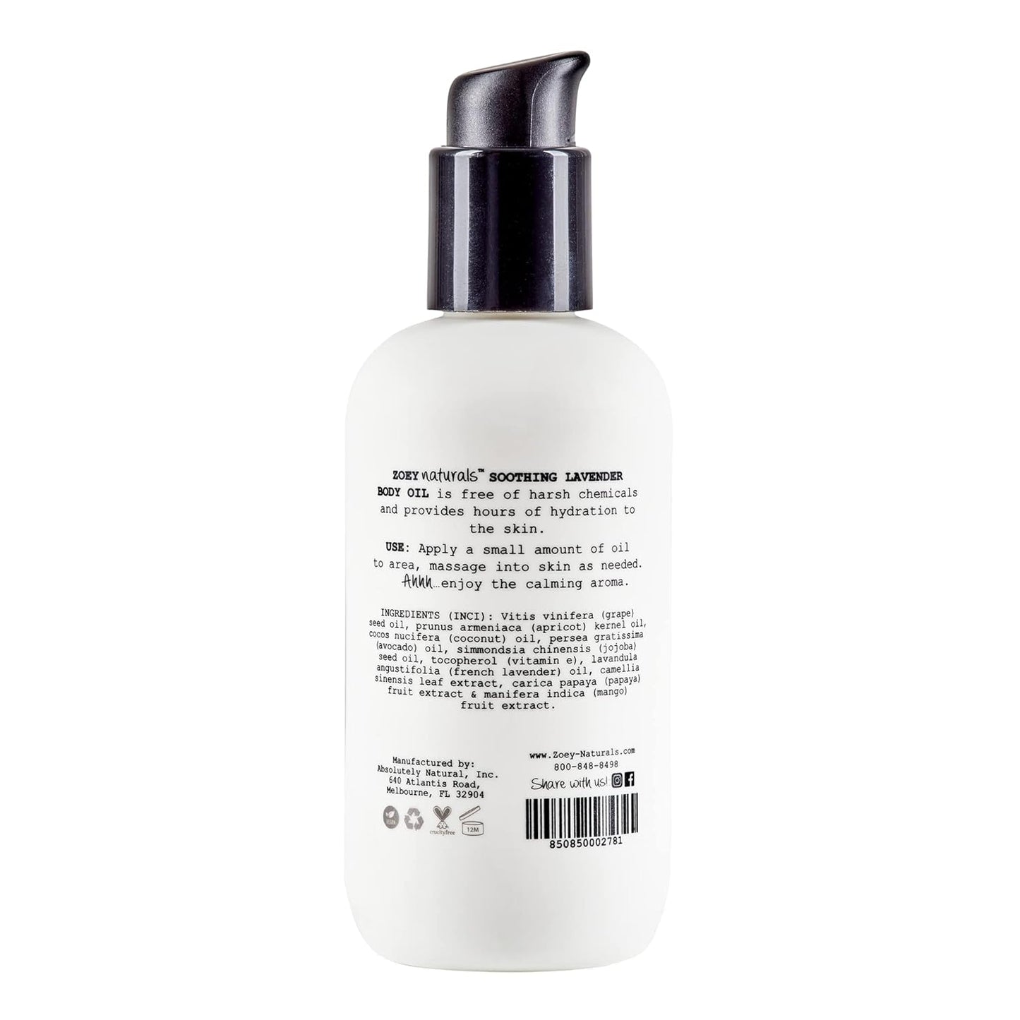 Absolutely Natural Zoey Naturals - Soothing Lavender Body Oil for Kids and Babies, Calming, Moisturizing, Hydrating, Made in USA