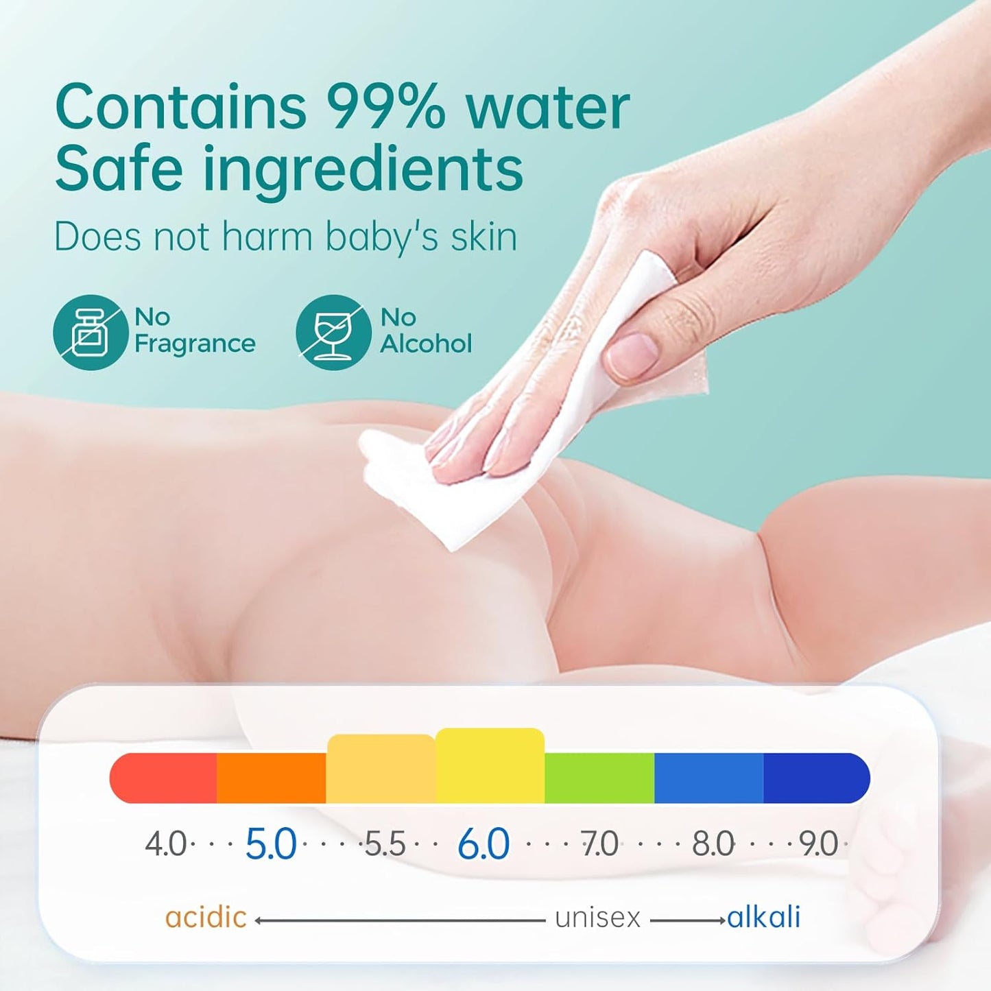 MATERN'ELLA Baby Wipes, Diaper Wipe for Sensitive Skin, 99% Water Based, Hypoallergenic, Unscented & Alcohol-free 3 Flip-Top Packs (240 Wipes Total)