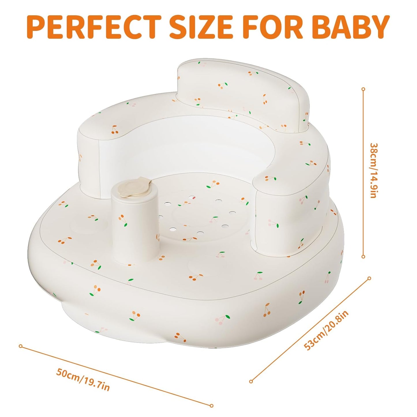 Blow Up Seat for Baby, Inflatable Baby Chair 3 Months & Up, Chair for Babies Sitting Up with Built in Pump (Cherry)