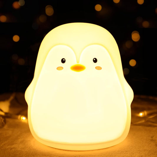 LOVERUIS Baby Night Lights Pudgy Penguins 7 Colors Night Light for Baby Nursery 3 Hours Timer Cute Night Light Gift Kid Penguin