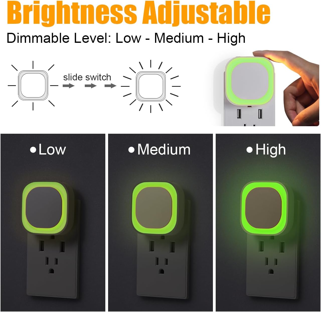 2 Pack Green Night Light, Dimmable Soft Glow & Indirect Reflection, Auto Dusk to Dawn Sensor, Plug in Nighlight for Home Bar, Game Room, Holiday Decor, Hallway, Bathroom, Toliet