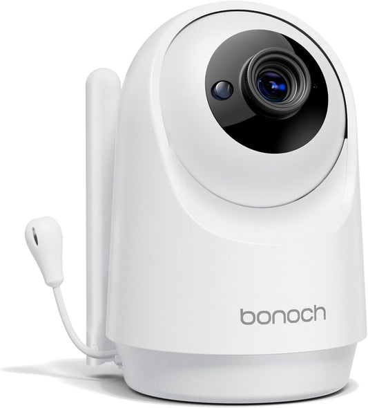 bonoch Add-on Baby Camera Unit for BBM14/BBM16 Only, 1440p HD Video Baby Monitor Camera No WiFi, Split-Screen, Night Vision, 4X Zoom, 2-Way Audio, White Noise, 3Lullabies, Incompatible with Phone