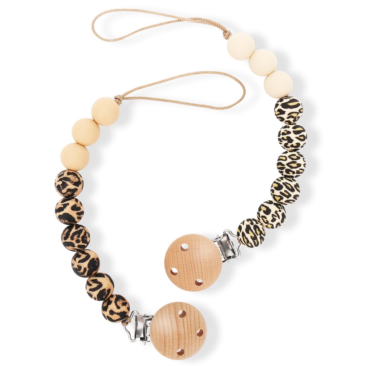 Pacifier Clips, 2PCS Silicone Soother Clips, BPA Free Pacifier Clip Pacifier Holder for Newborn Baby Boy Girl Gifts, Leopard Print