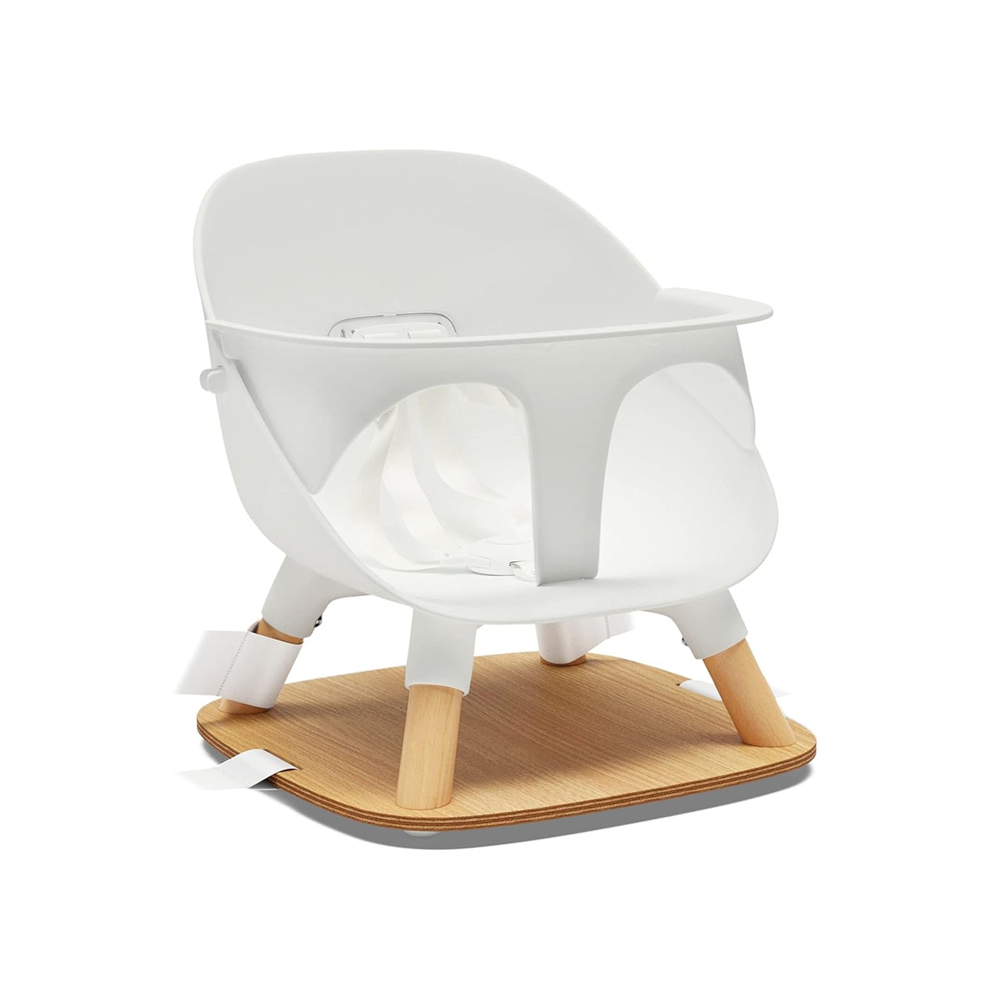 Lalo The Booster Seat for Babies & Toddlers, Children's Booster Seat, Easy to Clean Five-Point Safety Harness & Durable Non-Toxic Plastic Seat & Belly Bar - Coconut