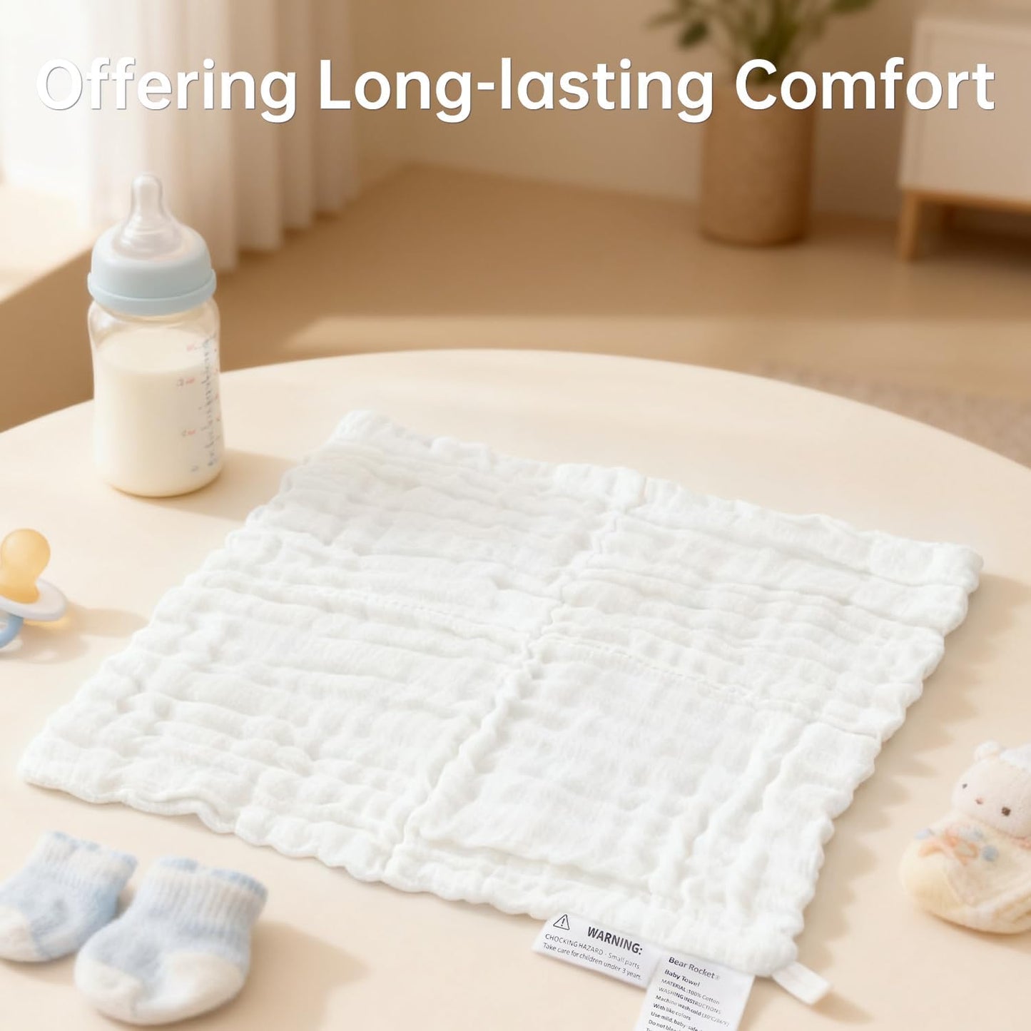 Organic Muslin Baby Washcloths 6 Pack Baby Bath Face Towel 12x12 Inch Extra Absorbent and Soft Burp Cloth and Wash Cloths for Newborn-Infants On Sensitive Skin (White Blue Green)