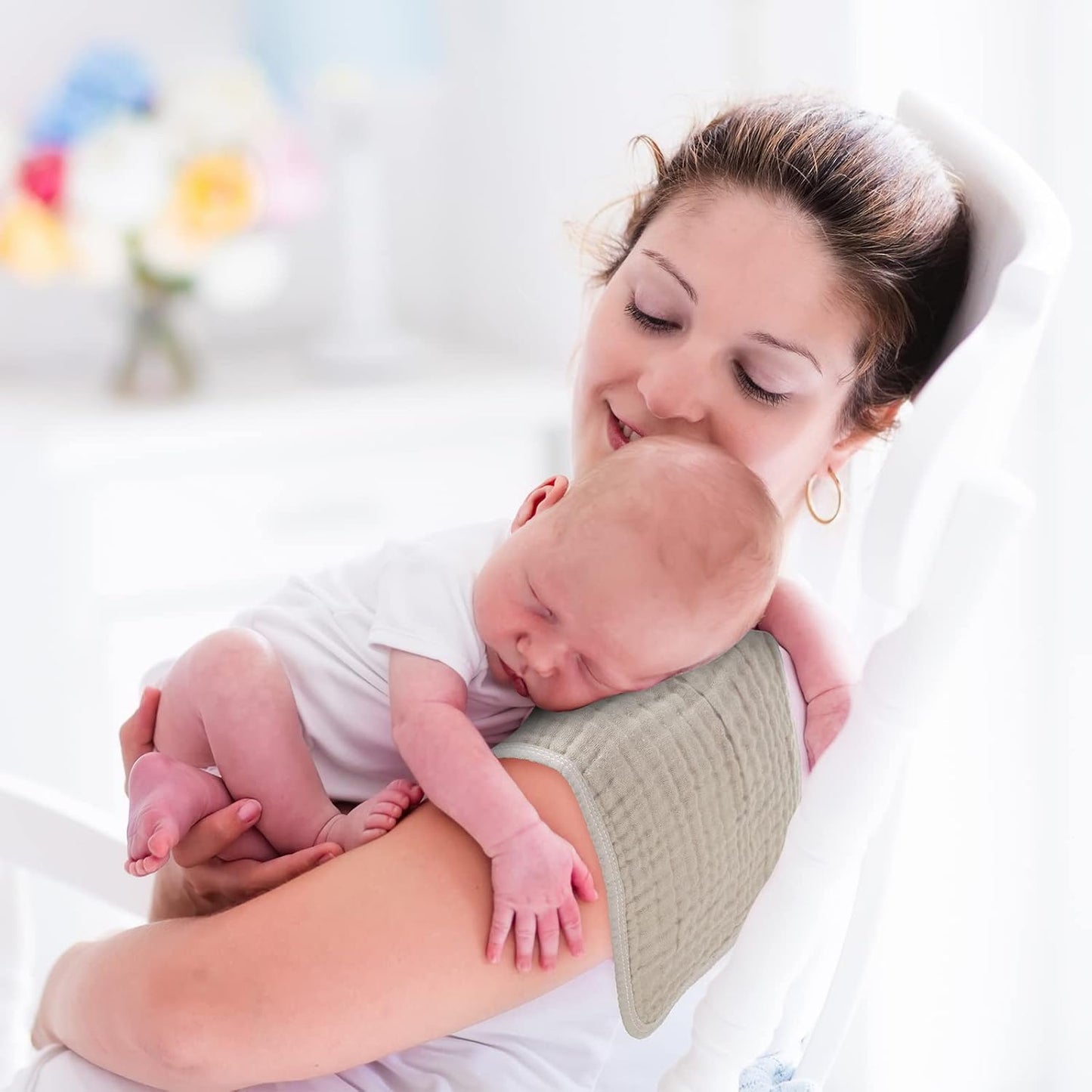 8 Packs Muslin Burp Cloths 6 Layers Unisex Baby Items Absorbent Burp Rags Colorful Muslin Washcloths for Baby Plain Soft Cotton Cloth for Babies Girls Boys, 10 x 20 Inch (Warm Colors)