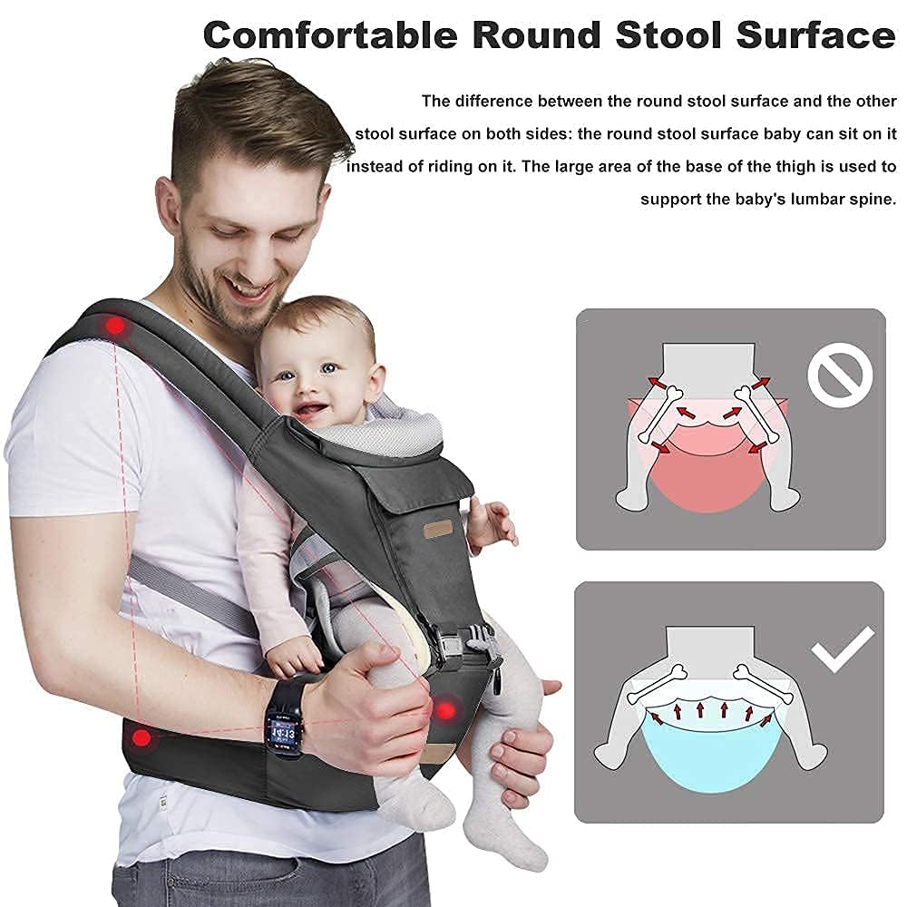 Baby Carrier Newborn to Toddler - Multifunctional 6-in-1 Ergonomic All Positions Baby Carrier with Hip Seat, Face-in & Face-Out Front and Back Carry Holder Backpack for Infant Child Toddler 7-40 lbs