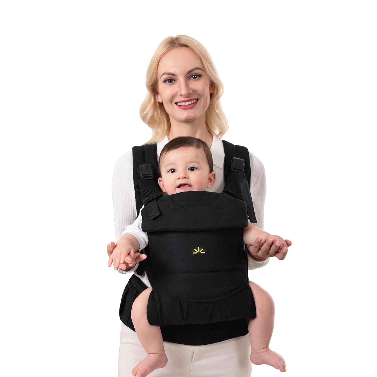 Baby Carrier for Newborns to Toddlers, Adjustable, Ultra-Soft and Weightless, Ergonomic Baby Carrier with Head Support, Baby Travel Gear, Baby Essentials (Black)