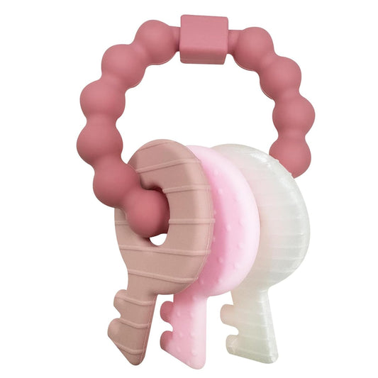 YAPROMO Baby Teething Keys - Soft Silicone Keys Teether, Cute Chew Toys for 3-18 Months Infants & Toddlers, Perfect for Baby Girls, BPA Free