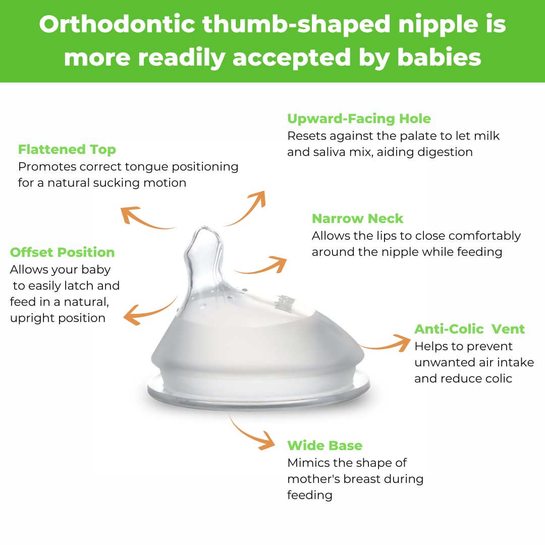 Haakaa Generation 3. Silicone Baby Bottle Nipples, Orthodontic, Anti-Colic, Wide Neck, 100% Medical Grade Silicone, Fit All Haakaa Baby Bottles, 2 PK (Size L (2-Pieces))