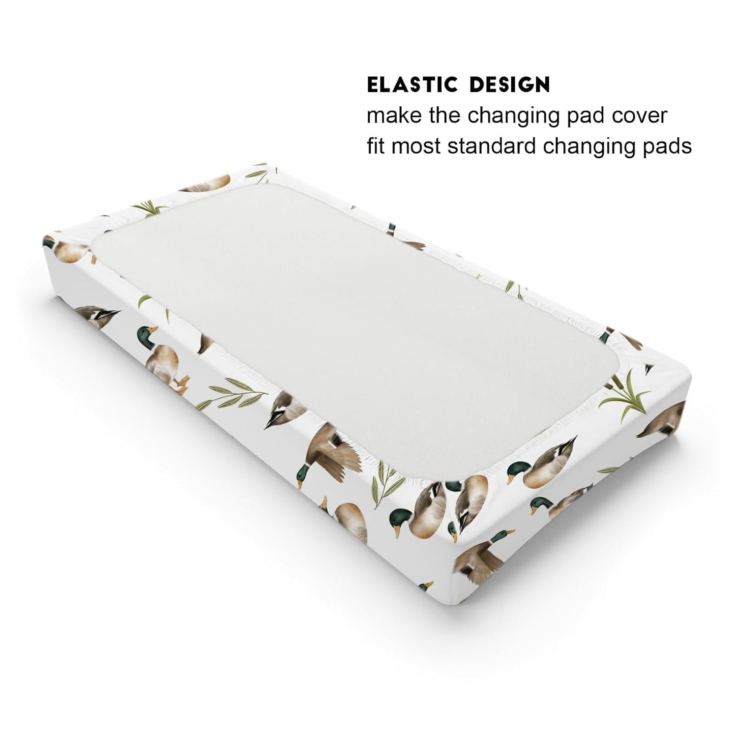 Vintage Mallard Duck Leaves Changing Pad Covers Duck Hunting Reeds Diaper Changing Pad Covers Sheets for Girl Boy Wild Duck Soft Breathable Stretch Fitted Change Table Pad Mats Covers 32''x16''