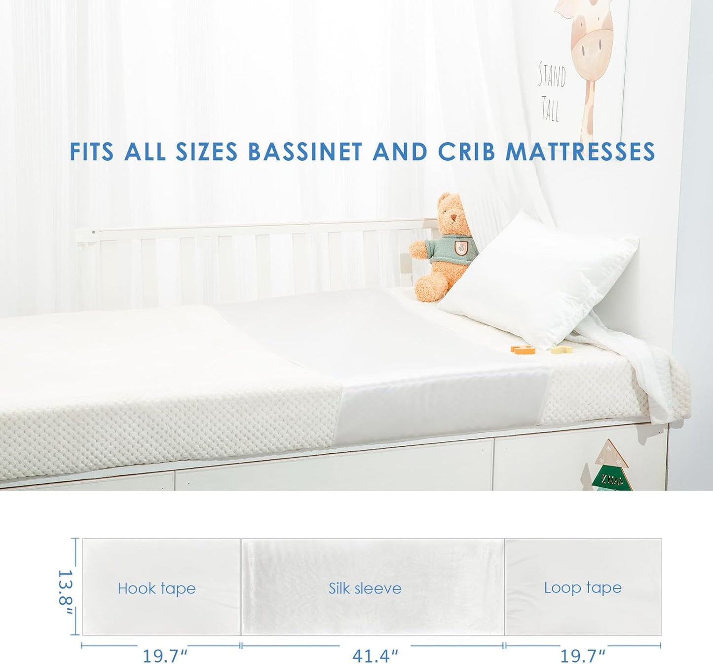 PROMEED 2 Pack 23 Momme Silk Crib Slip for Baby Hair, No More Bed Head and Baby Bald Spots, 100% Silk Crib/Bassinet Sheets for Baby Boy/Girl (White)