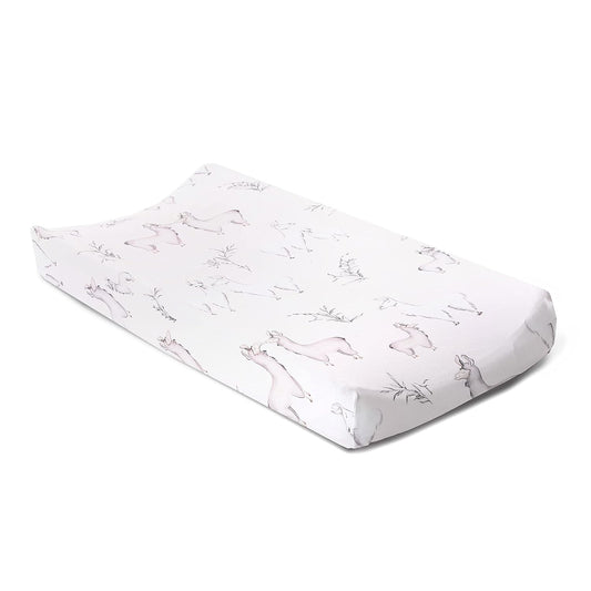 Oilo Changing Pad Cover, Breathable 100% Turkish Cotton Fitted Jersey, 300 Thread Count, Machine Washable, Fits Standard Changing Pads (32" x 16"), Girl, Boy, & Neutral Nursery Design, Llama