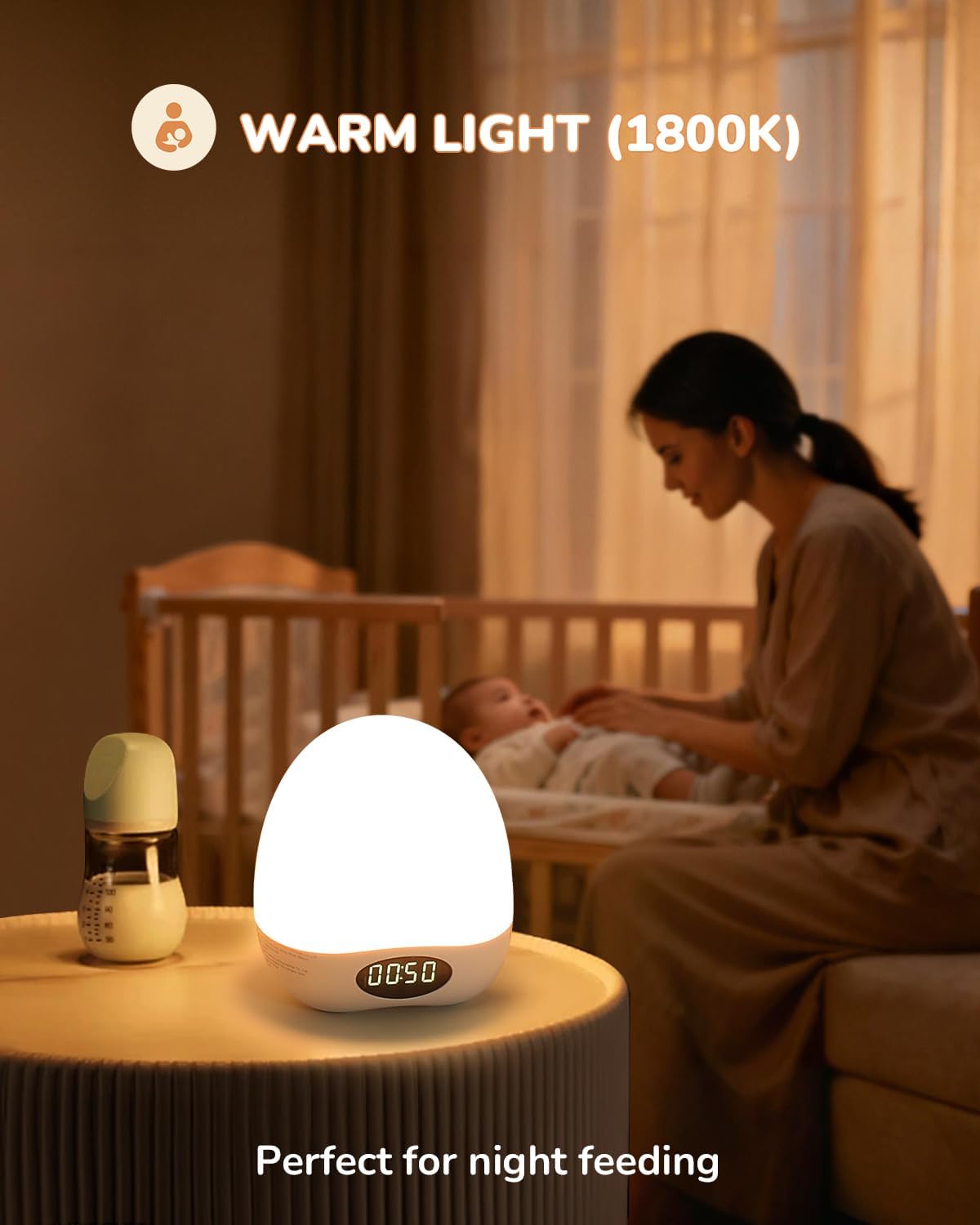 Portable Night Light for Kids Babies,Egg Light for Nursery for Breastfeeding,Dimmable Baby Night Light with Timer & RGB,Safe & Harmless,Protects Baby’s Eyes for Night Feeding