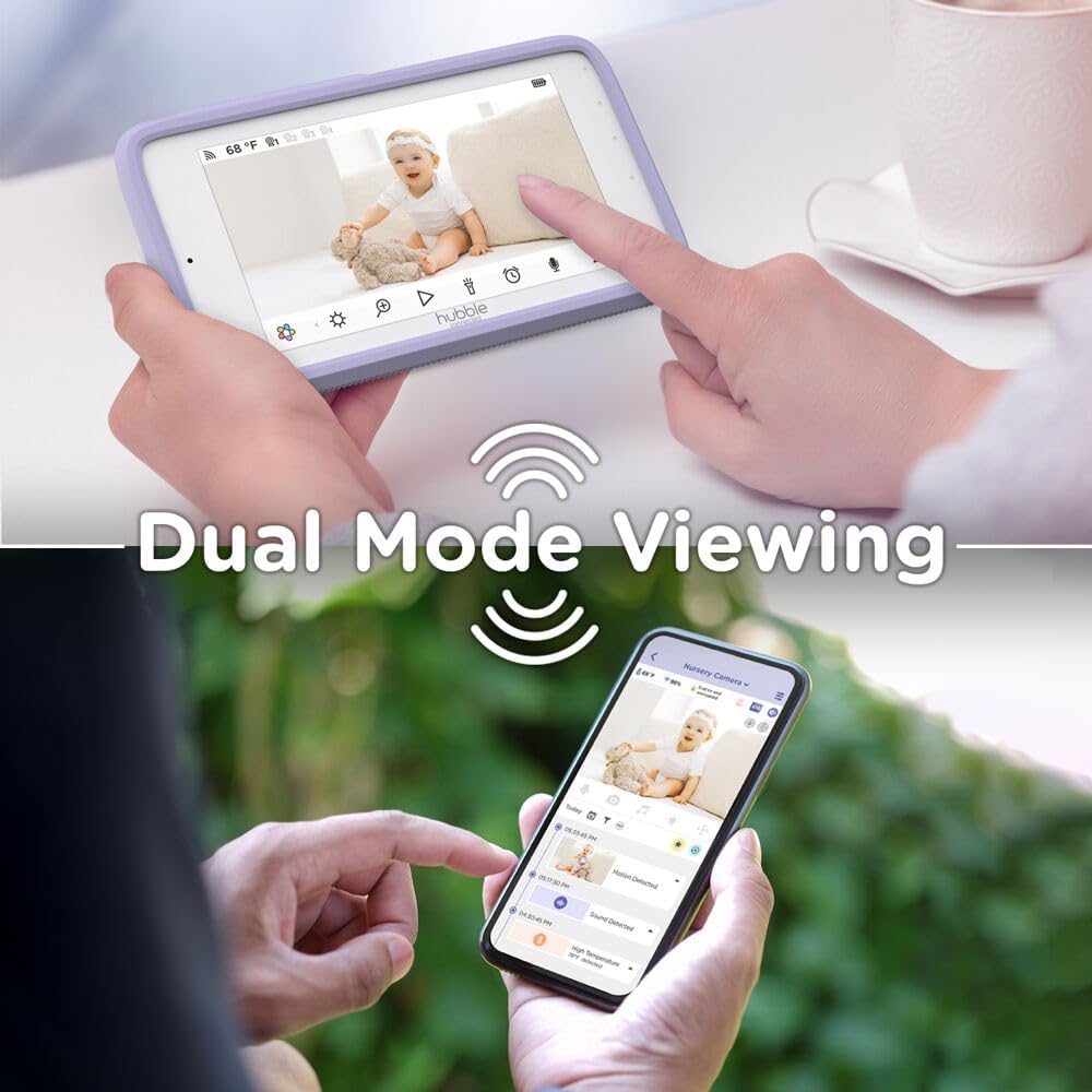 HUBBLE CONNECTED Nursery Pal Cloud Touch Smart WiFi Enabled Baby Monitor with 5 Inch HD Color Touchscreen Parent Unit, Plus Preloaded Soothing Sounds, Lullabies, and Stories, White