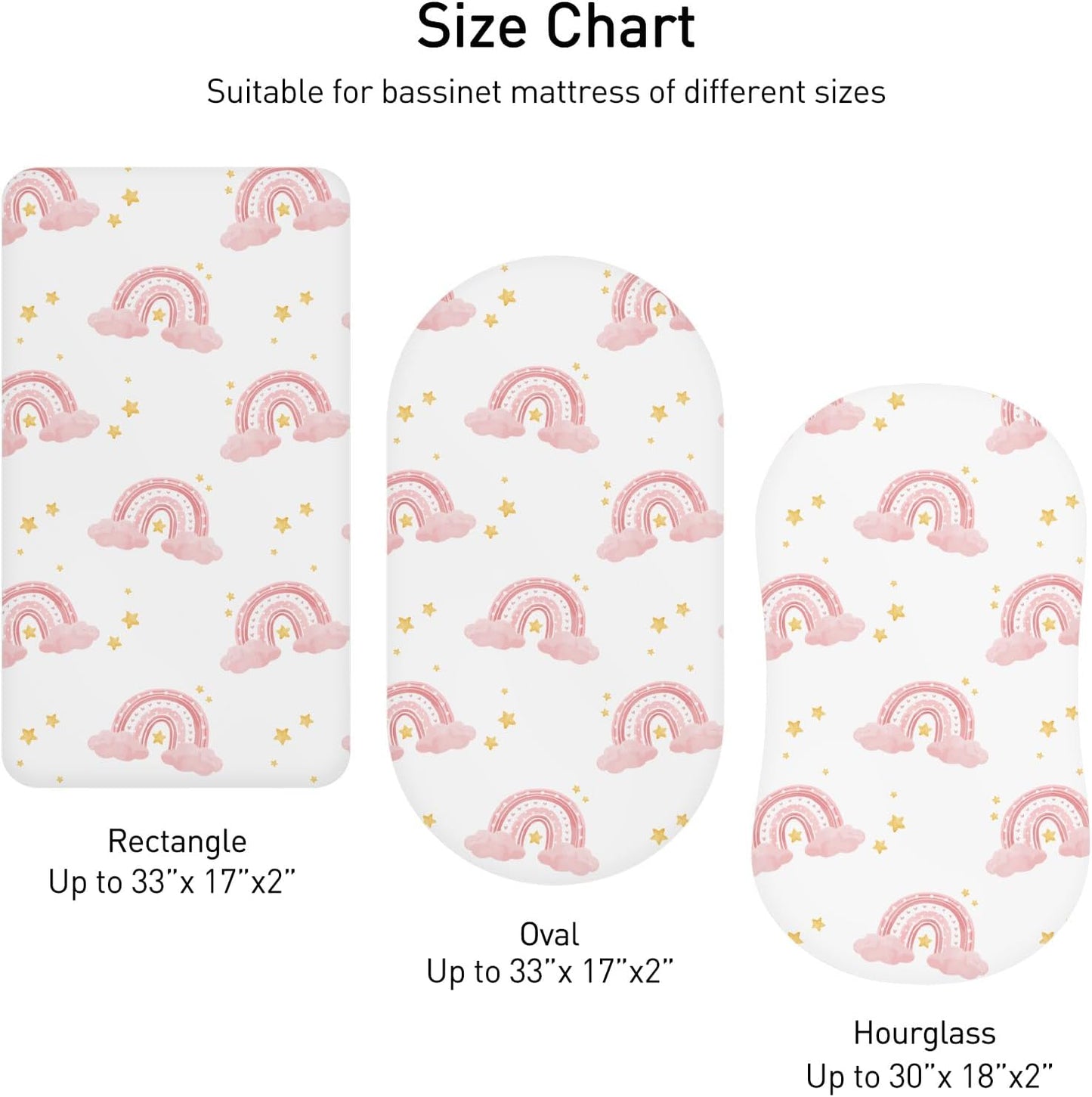 Soarwg Kids Bassinet Sheets 4 Pack, Bassinet Sheets for Baby Boy and Girl, Bassinet Sheet Neutral, Fit for Rectangle, Round, Oval, Hourglass Mattress, Flexible for Different Bassinet Pad/Mattress